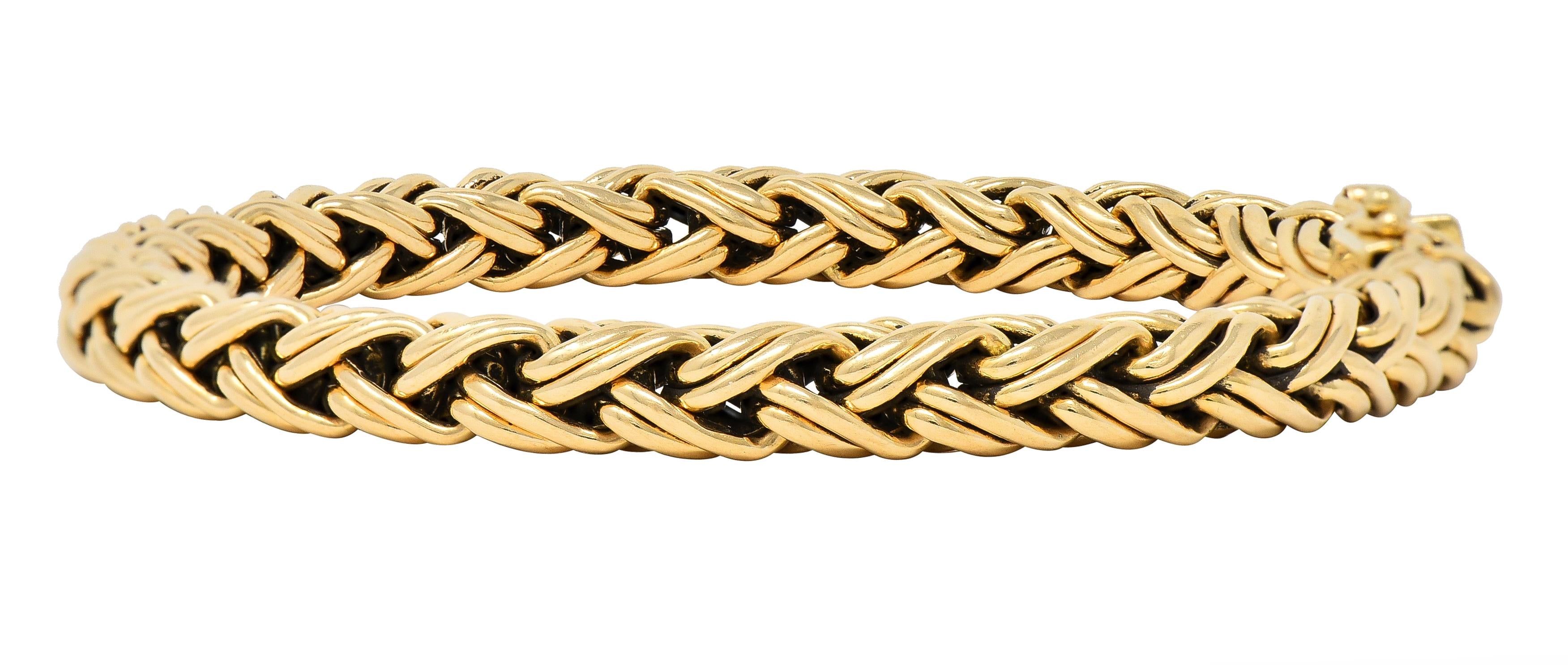 Tiffany & Co. 1990's 14 Karat Yellow Gold Russian Weave Vintage Chain Bracelet
