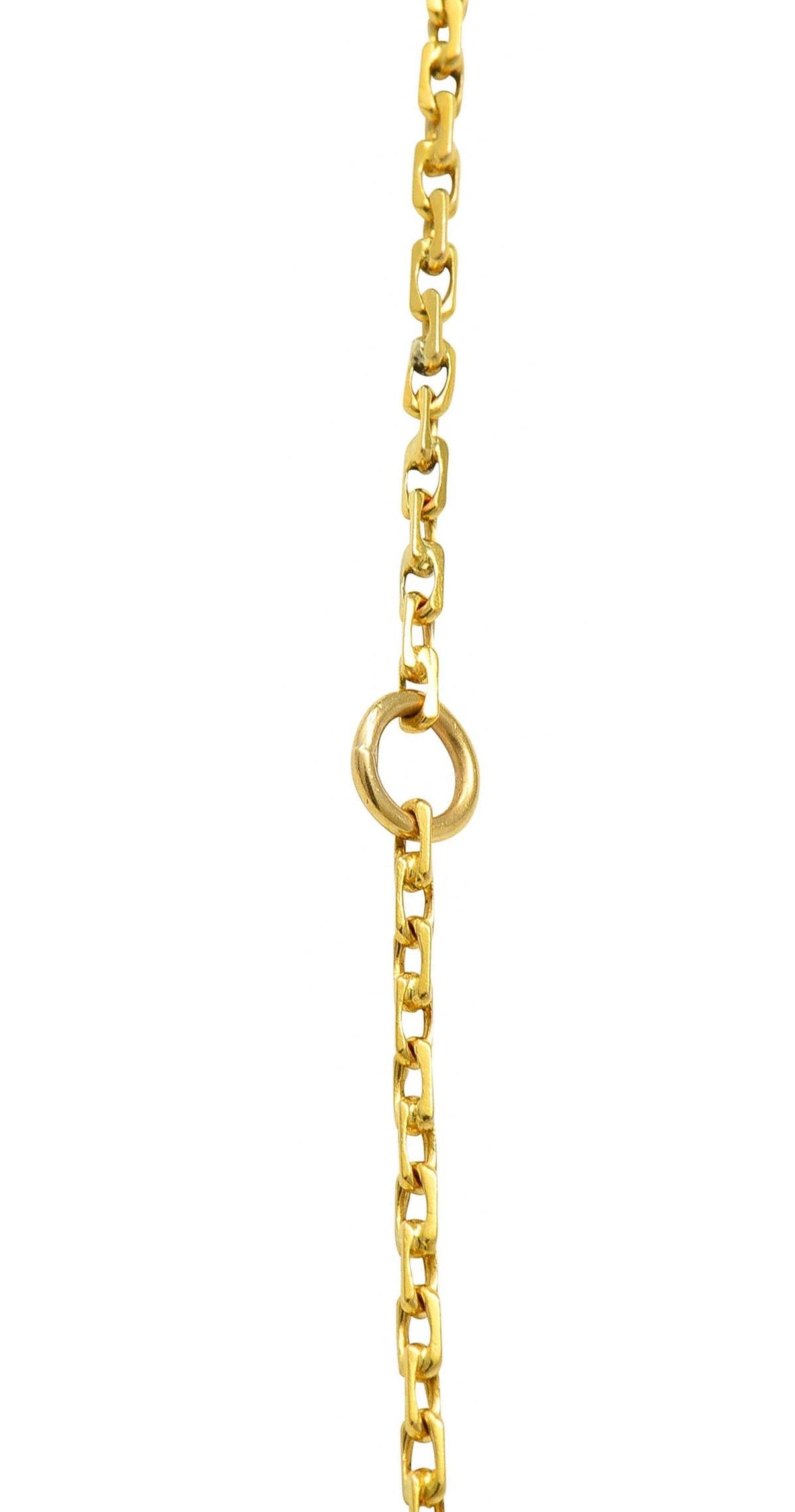 Victorian Amethyst 18K Yellow Gold 59 IN Long Antique Station Chain Necklace