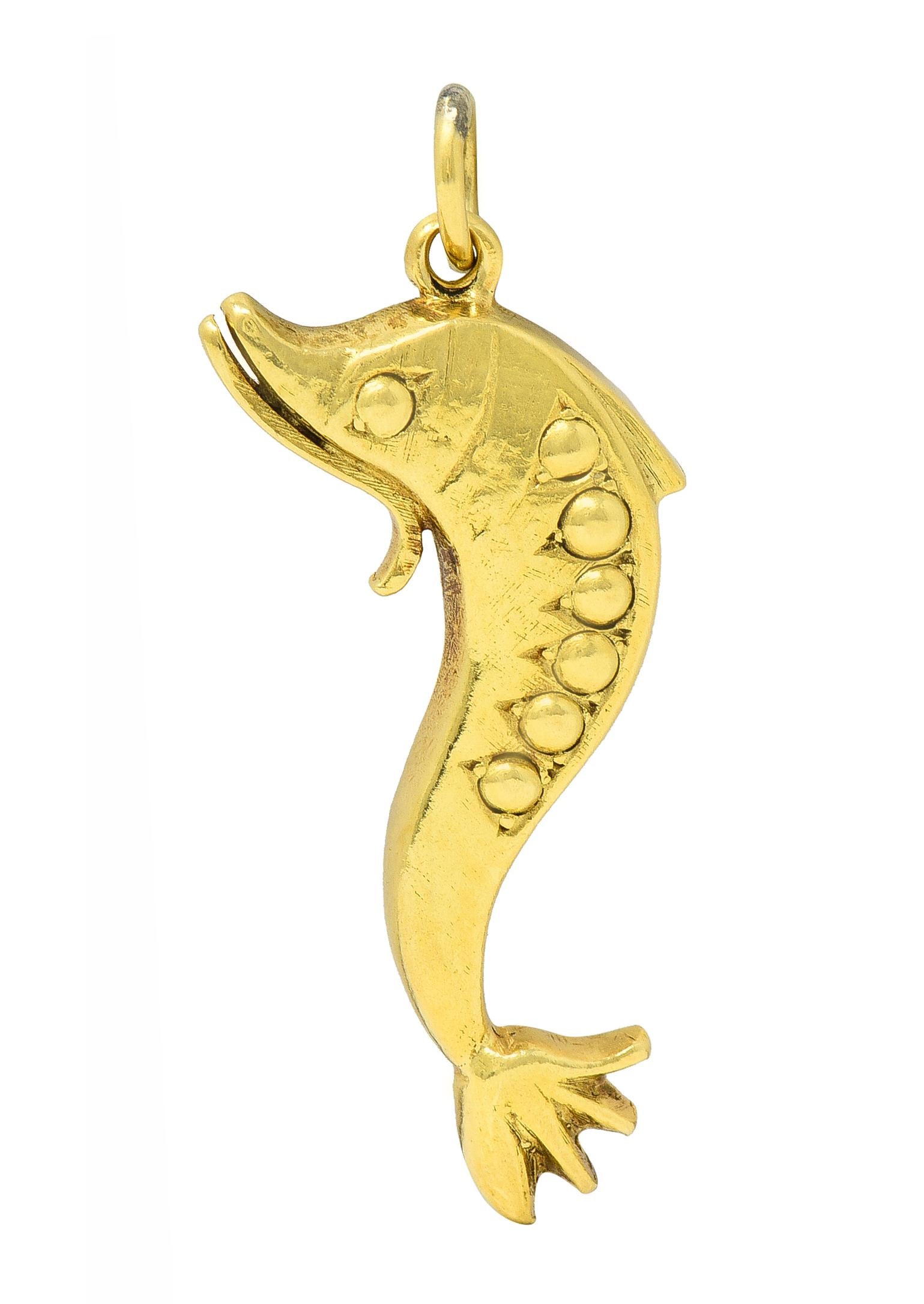Vintage 18 Karat Yellow Gold Eel Fish Pendant Charm