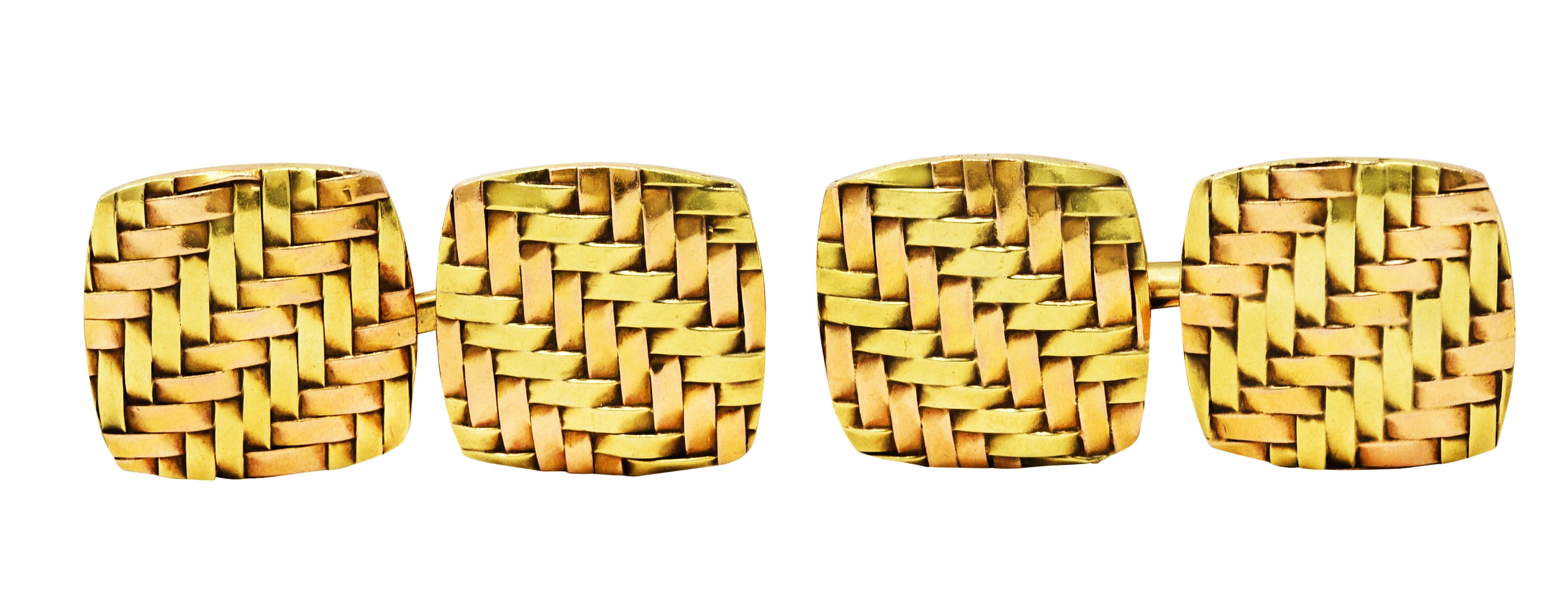 Cartier Retro 14 Karat Two-Tone Gold Woven Men's CufflinksCufflinks - Wilson's Estate Jewelry