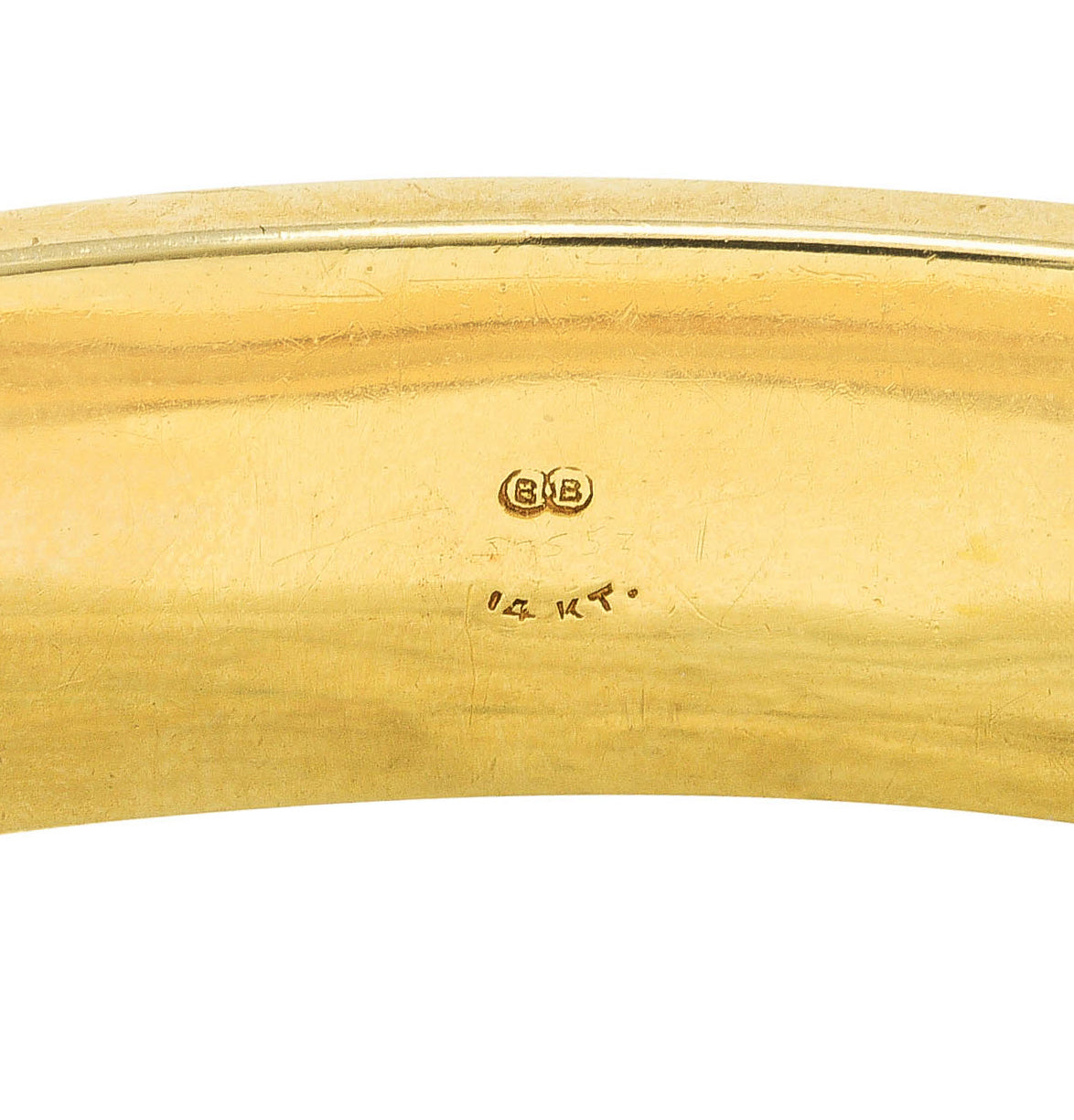 Binder Bros. Retro 14 Karat Yellow Gold Floral Bangle Bracelet Wilson's Antique & Estate Jewelry