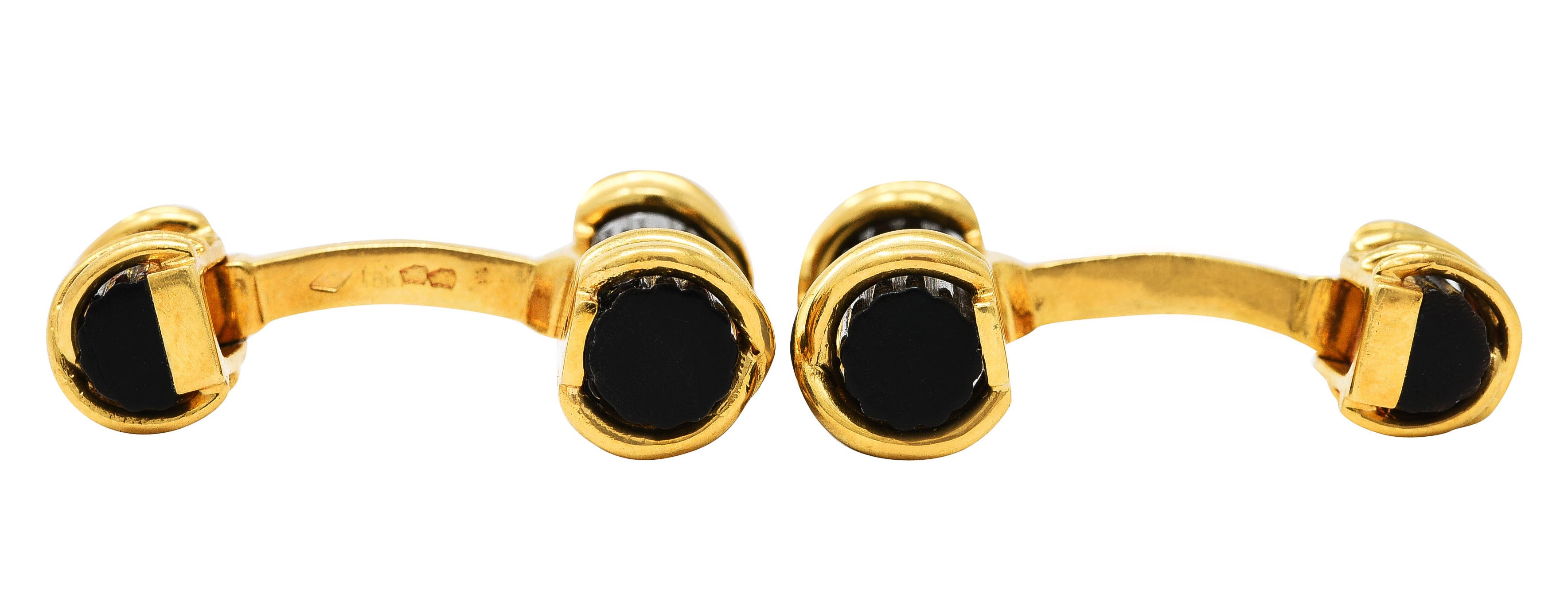 Tiffany & Co. French Carved Horn 18 Karat Yellow Gold Vintage Men's Cufflinks Wilson's Antique & Estate Jewelry