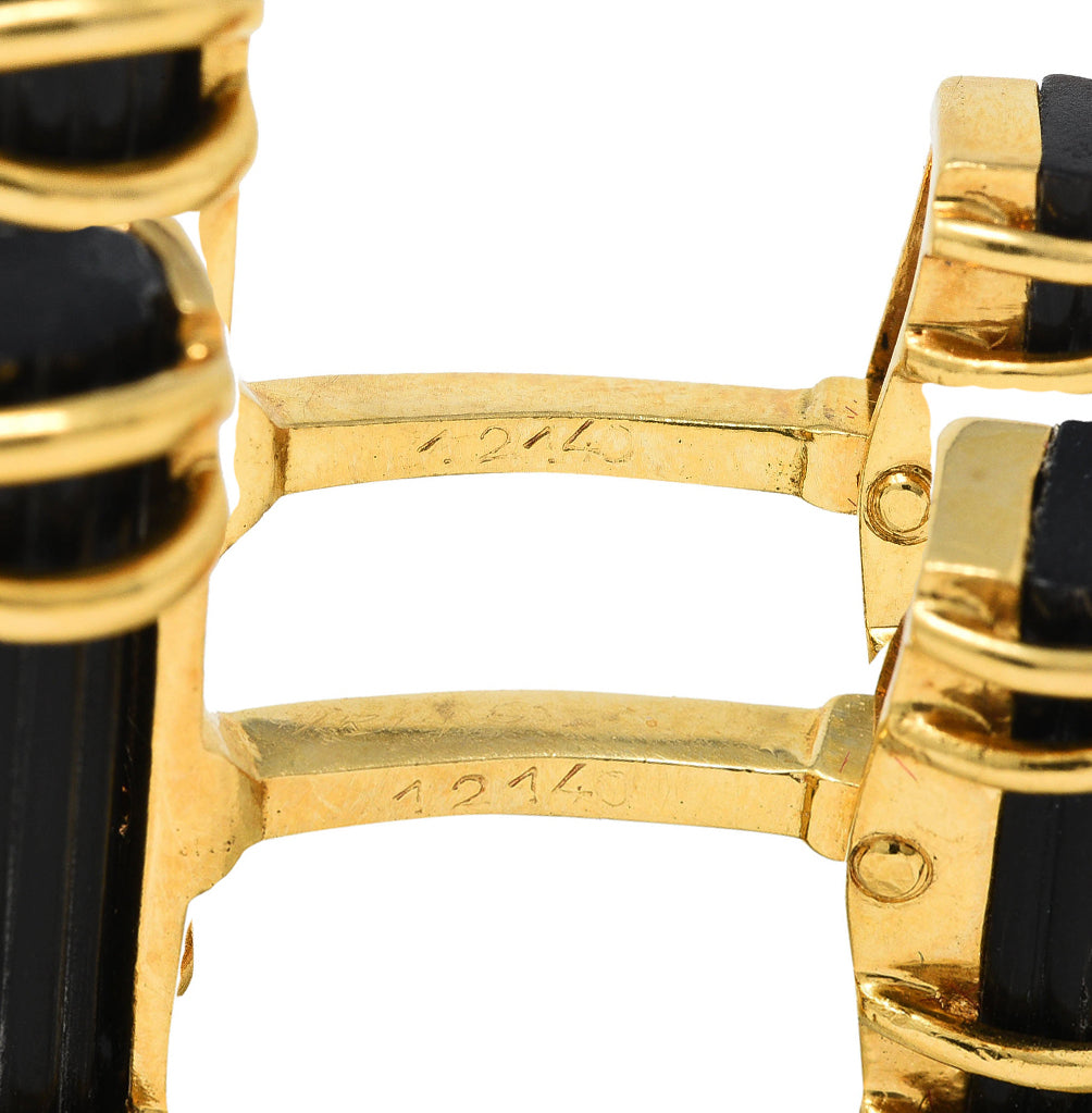 Tiffany & Co. French Carved Horn 18 Karat Yellow Gold Vintage Men's Cufflinks Wilson's Antique & Estate Jewelry