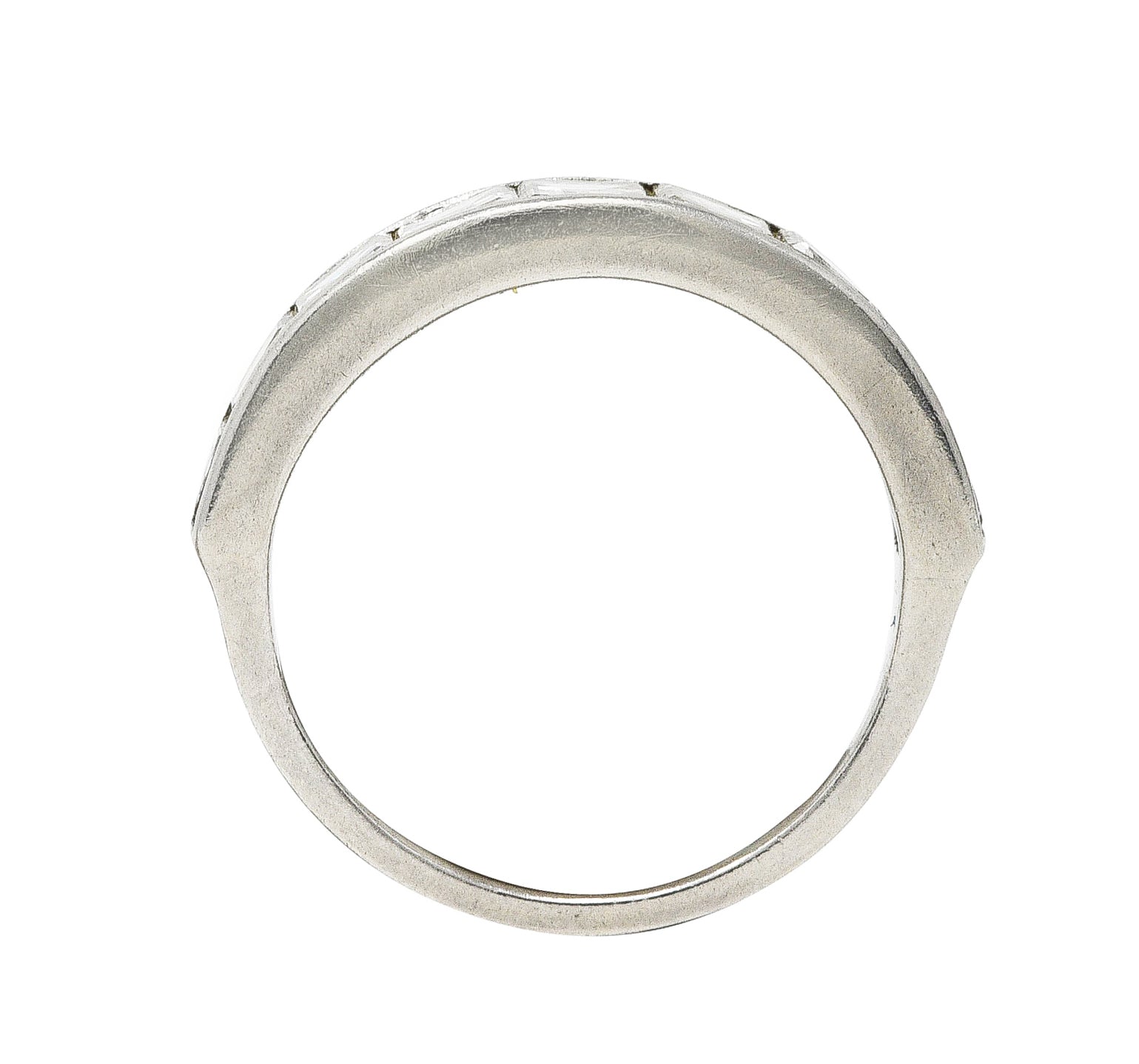 Mid-Century 1950's 1.95 CTW Square Step Cut Diamond Platinum Channel Band Vintage Ring Wilson's Estate Jewelry