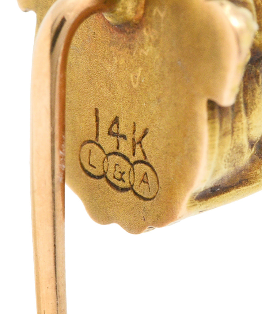 Link & Angell Diamond 14 Karat Gold Bulldog StickpinStick Pin - Wilson's Estate Jewelry