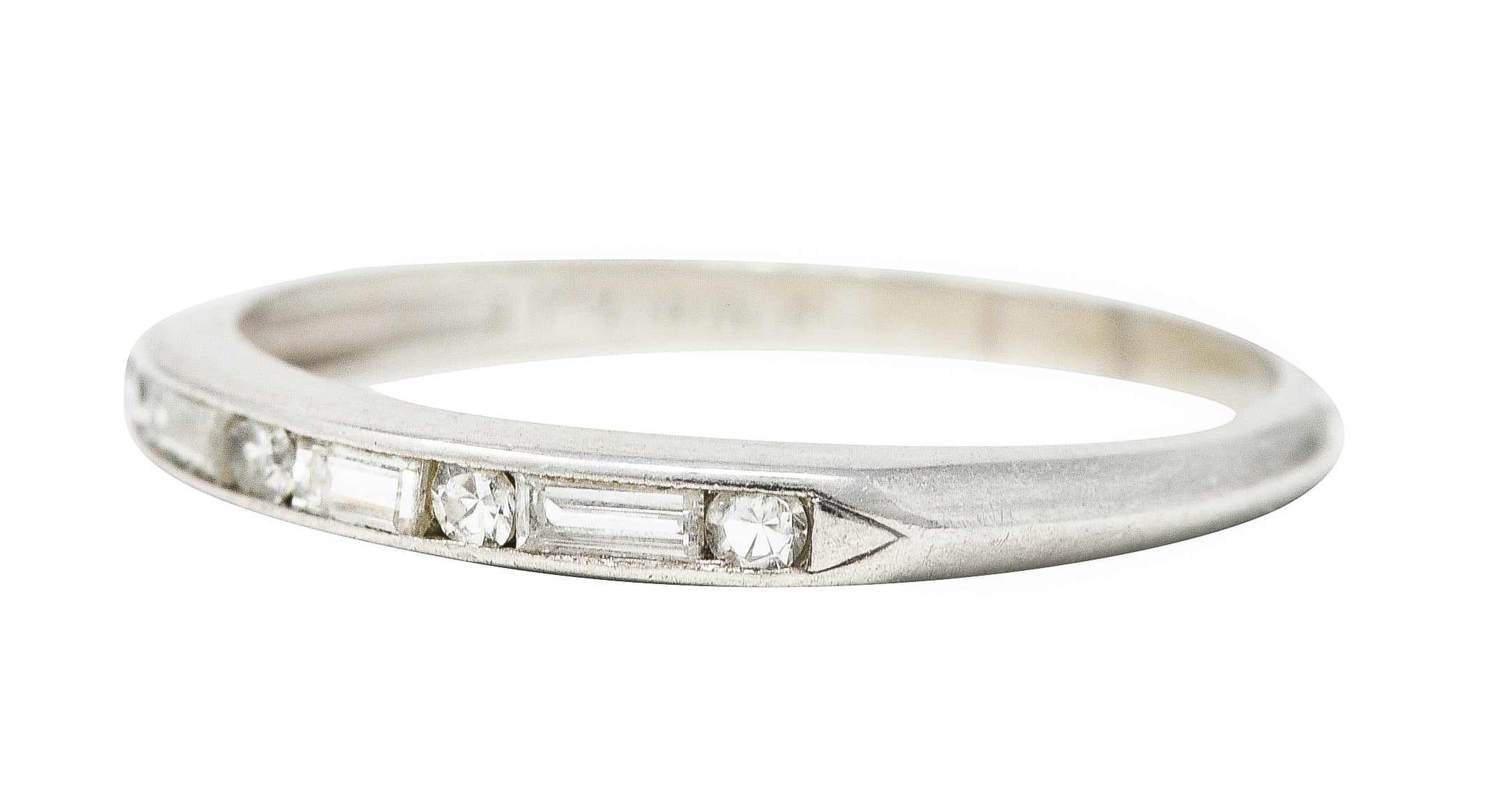 1950's Mid-Century Diamond Platinum Wedding Band Vintage Ring Wilson's Estate Jewelry