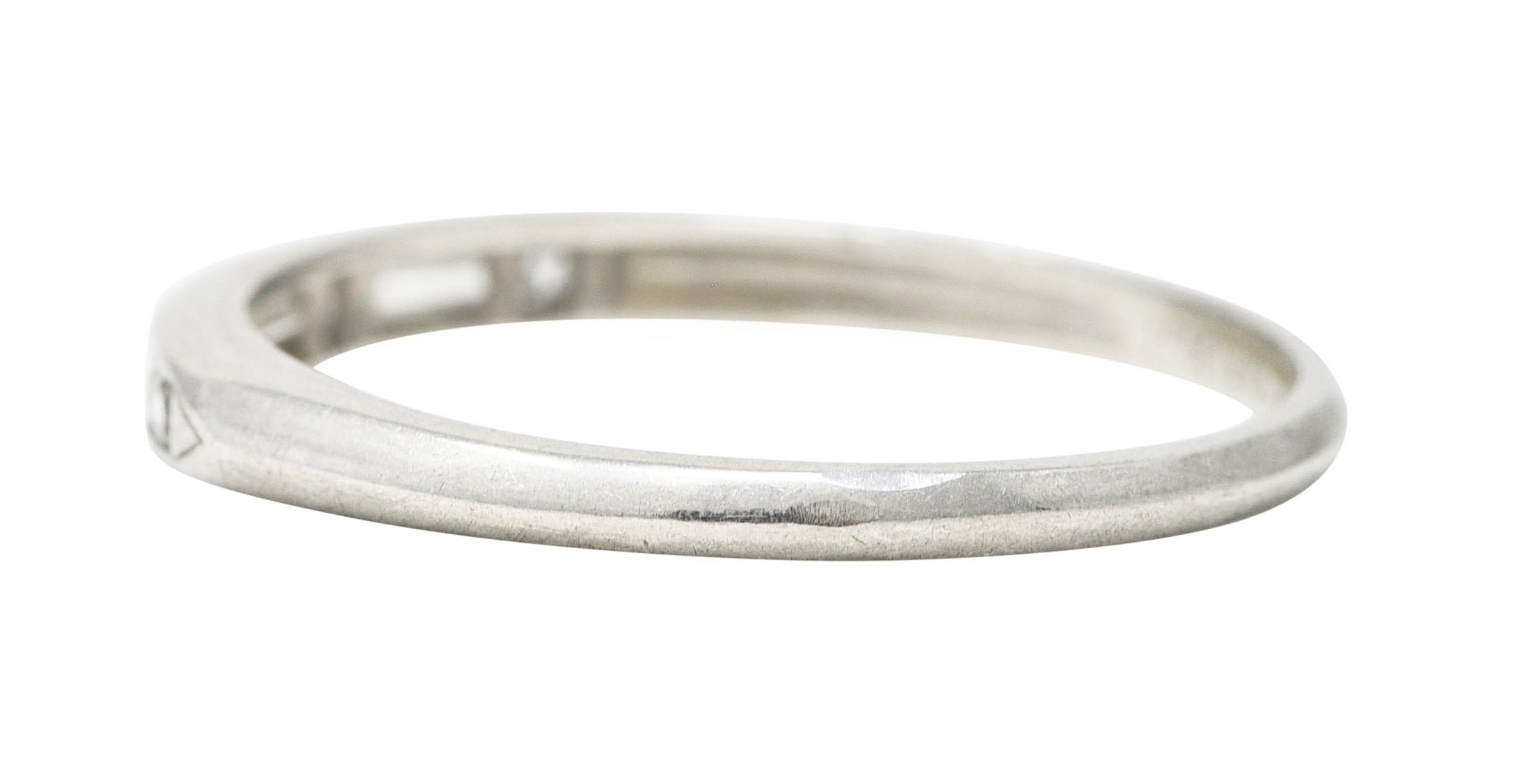 1950's Mid-Century Diamond Platinum Wedding Band Vintage Ring Wilson's Estate Jewelry