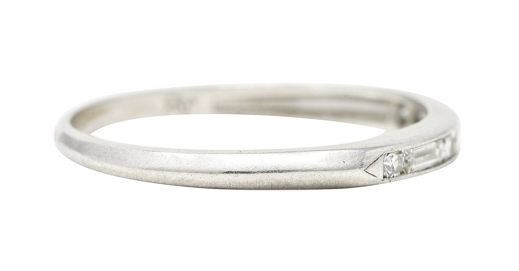 1950's Mid-Century Diamond Platinum Wedding Band Vintage Ring Wilson's Estate Jewelry
