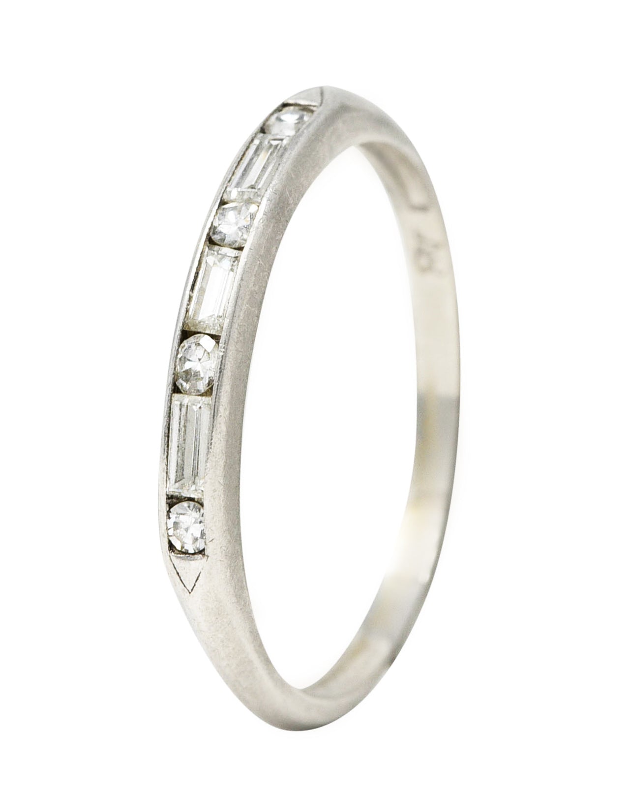 1950's Mid-Century Diamond Platinum Wedding Band Vintage Ring Wilson's Estate Jewelry
