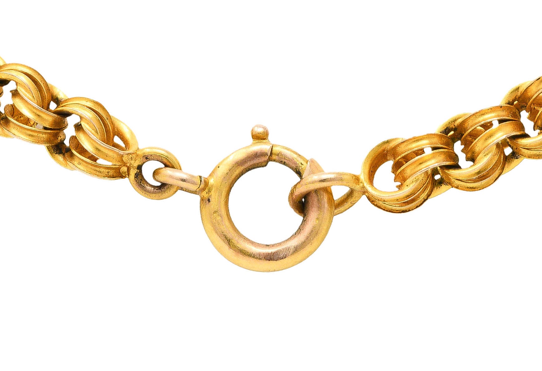 1880's Victorian 14 Karat Yellow Gold Link Chain Necklace Wilson's Antique & Estate Jewelry