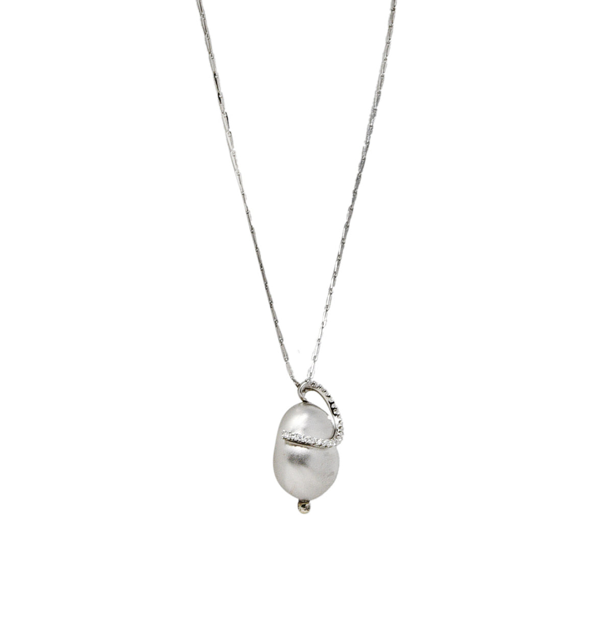 Roberto Coin 18 Karat White Gold Pearl L'Amore Pendant Necklace Wilson's Estate Jewelry