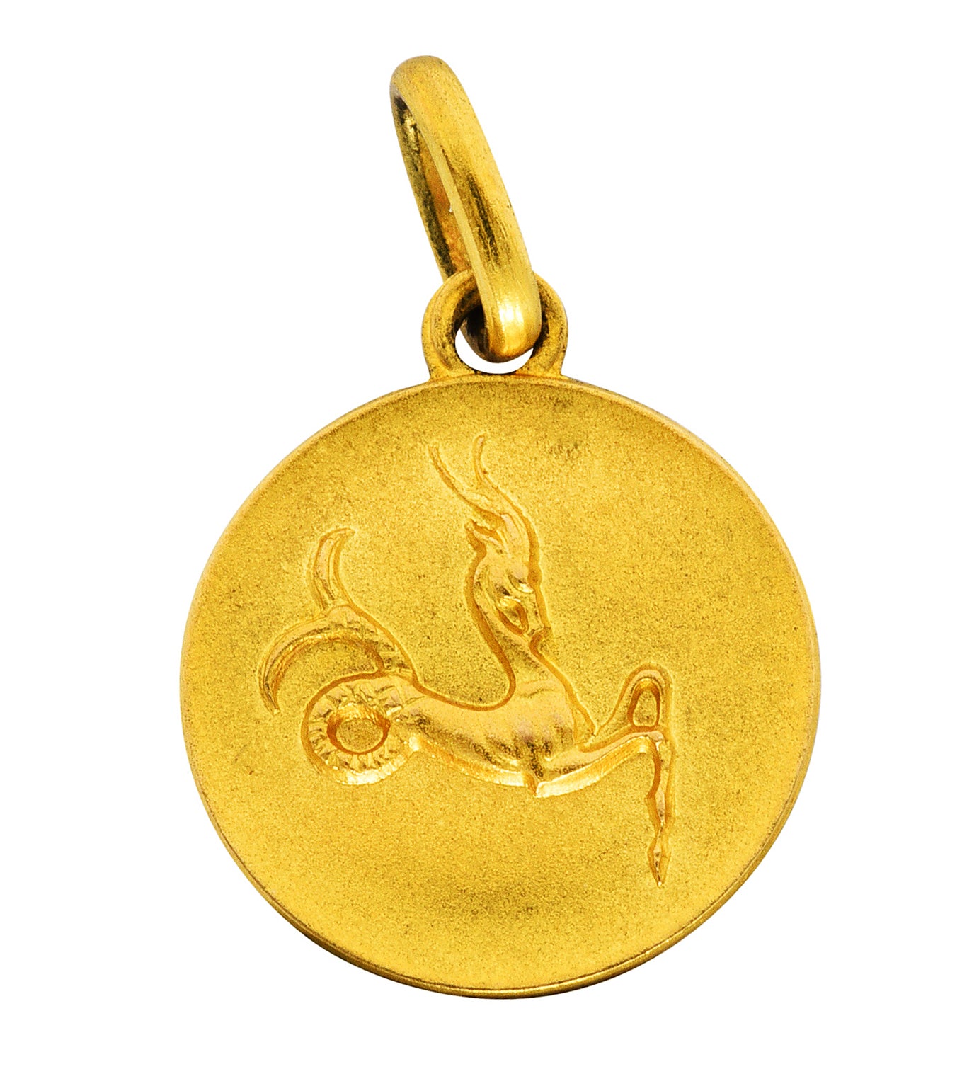 1970's Vintage 18 Karat Yellow Gold Capricorn Zodiac Charmcharm - Wilson's Estate Jewelry