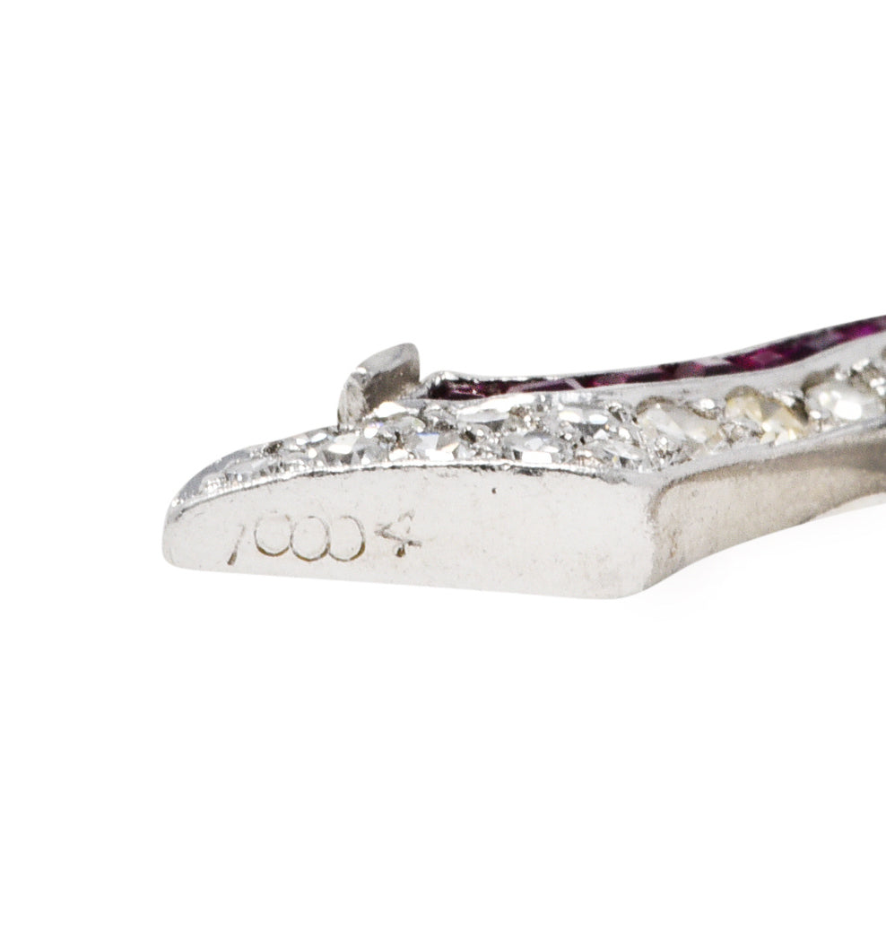 Art Deco 0.55 CTW Diamond Ruby Platinum Heeled Shoe Charmcharm - Wilson's Estate Jewelry