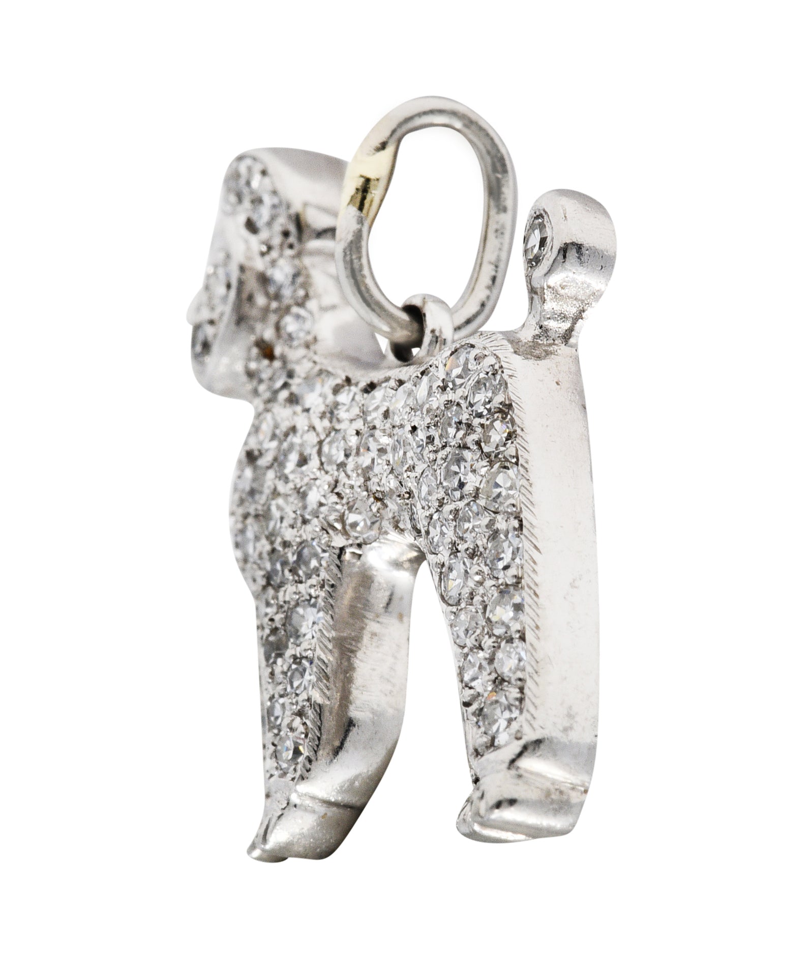 Art Deco 1.00 CTW Pave Diamond Platinum Poodle Charmcharm - Wilson's Estate Jewelry