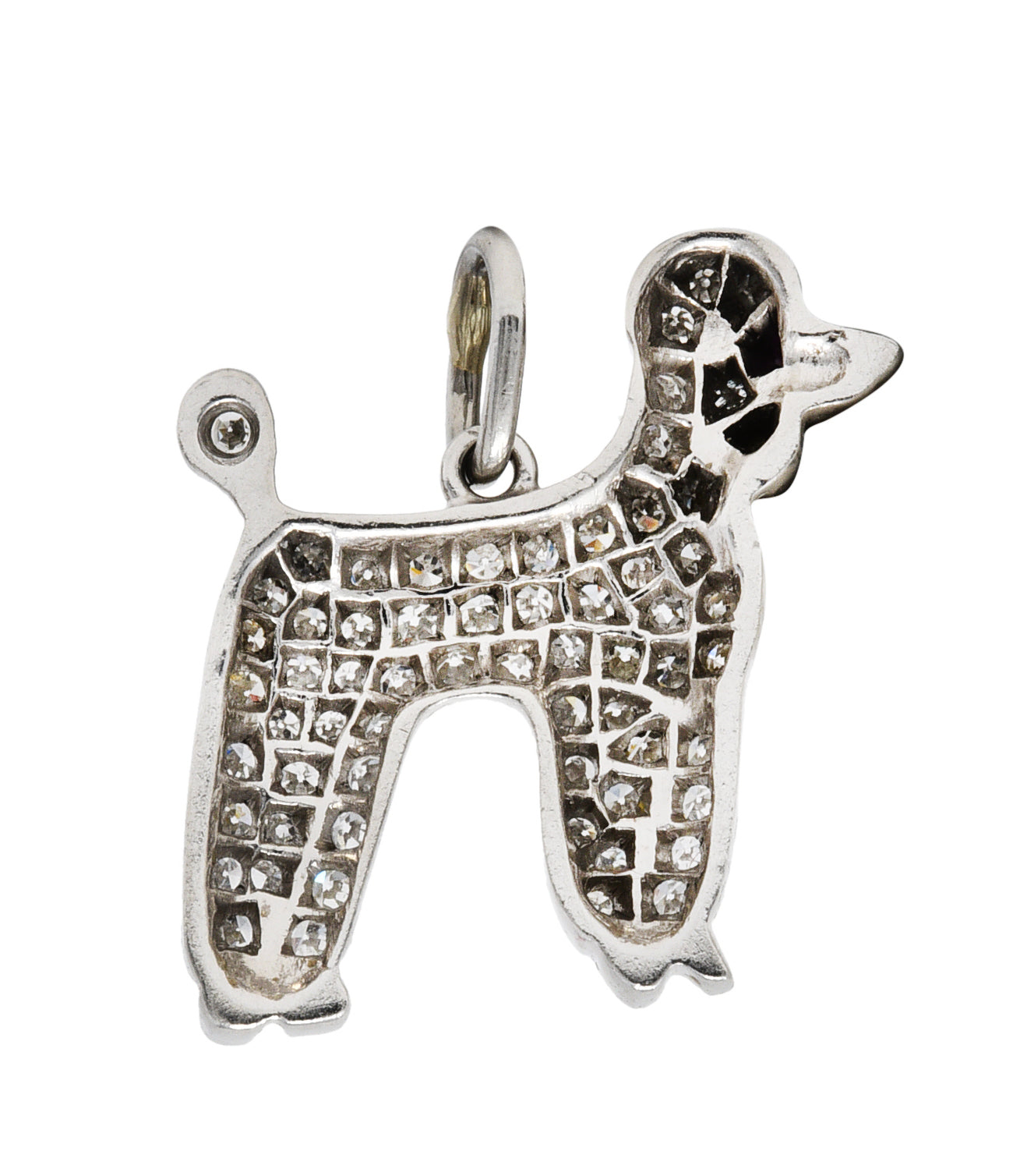 Art Deco 1.00 CTW Pave Diamond Platinum Poodle Charmcharm - Wilson's Estate Jewelry
