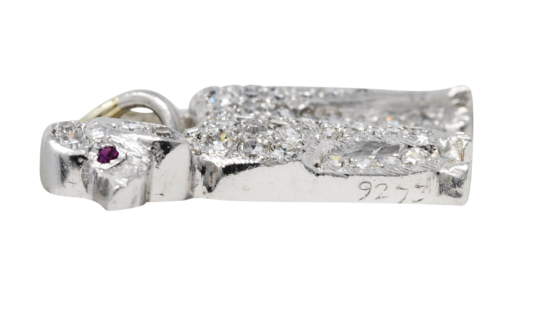 Art Deco 1.00 CTW Pave Diamond Platinum Poodle Charmcharm - Wilson's Estate Jewelry