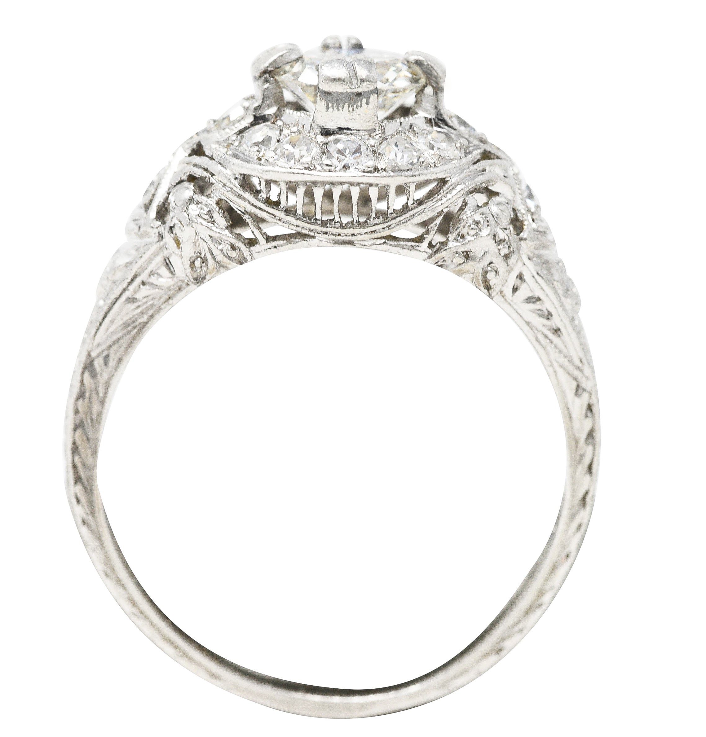 Belle Epoque 1.03 CTW Old European Cut Diamond Platinum Festoon Antique Halo Engagement Ring Wilson's Estate Jewelry