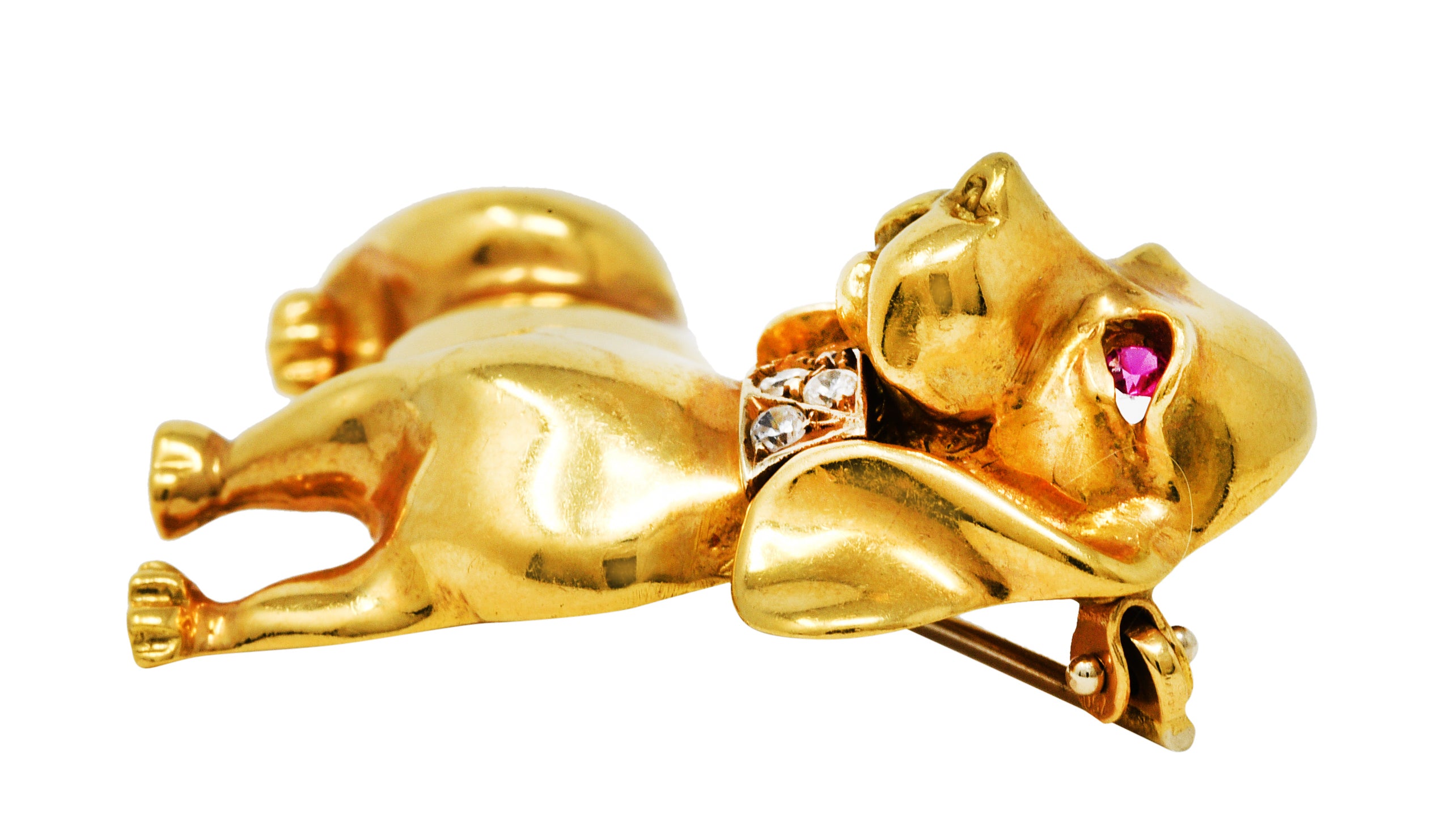 1970's Italian Vintage Ruby Diamond Dachshund Dog BroochBrooch - Wilson's Estate Jewelry