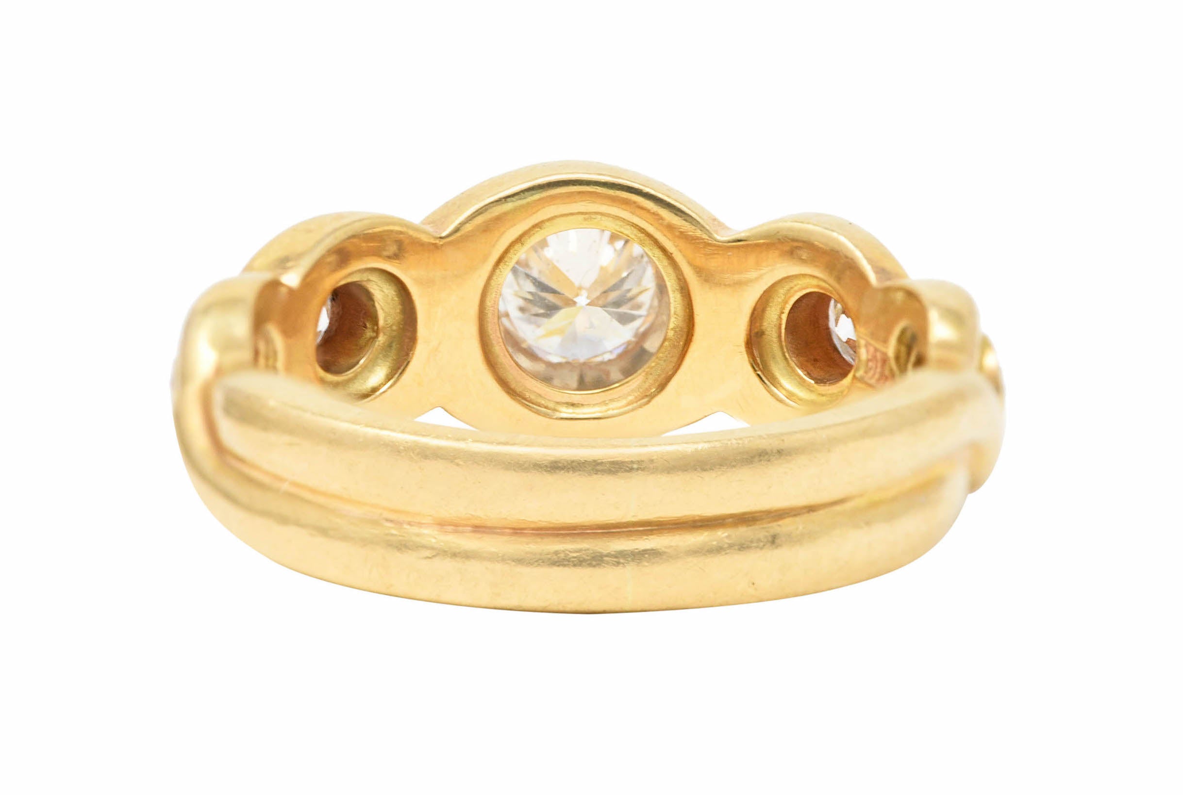 1970's 0.70 CTW 14 Karat Yellow Gold Scroll Vintage Five Stone Ring Wilson's Estate Jewelry