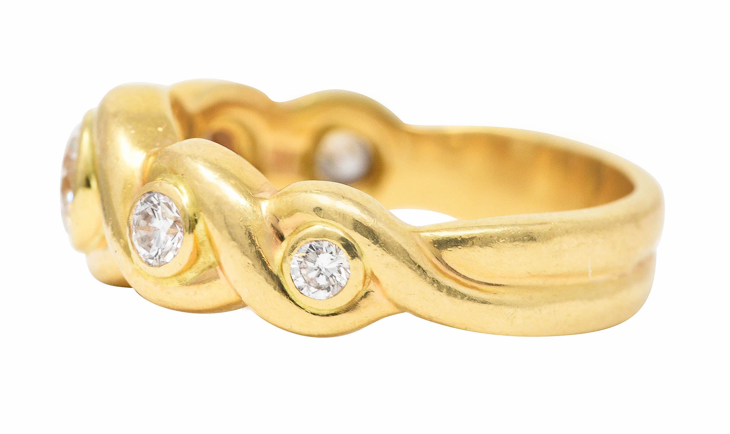 1970's 0.70 CTW 14 Karat Yellow Gold Scroll Vintage Five Stone Ring Wilson's Estate Jewelry
