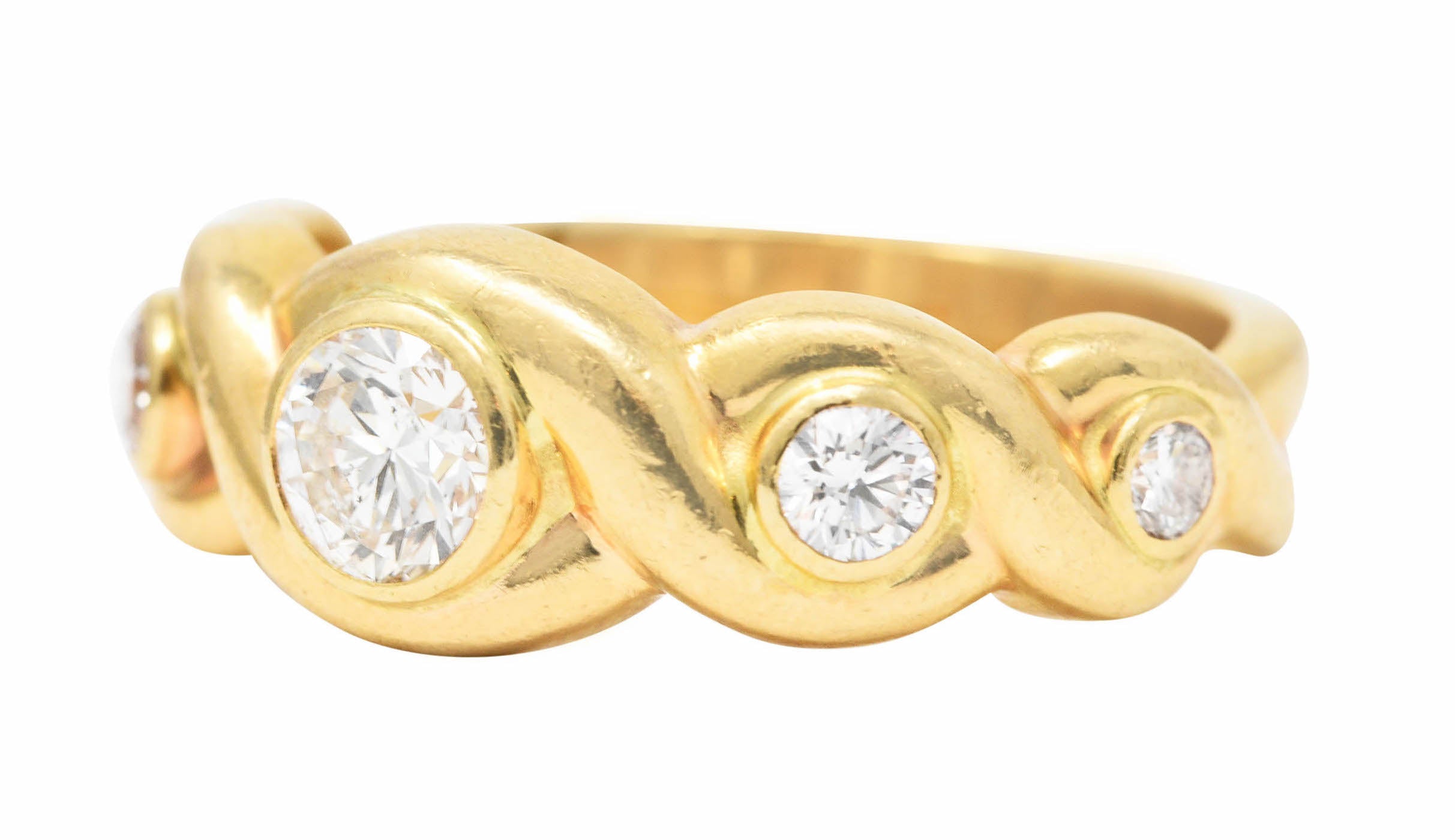 1970's 0.70 CTW 14 Karat Yellow Gold Scroll Vintage Five Stone Ring Wilson's Estate Jewelry