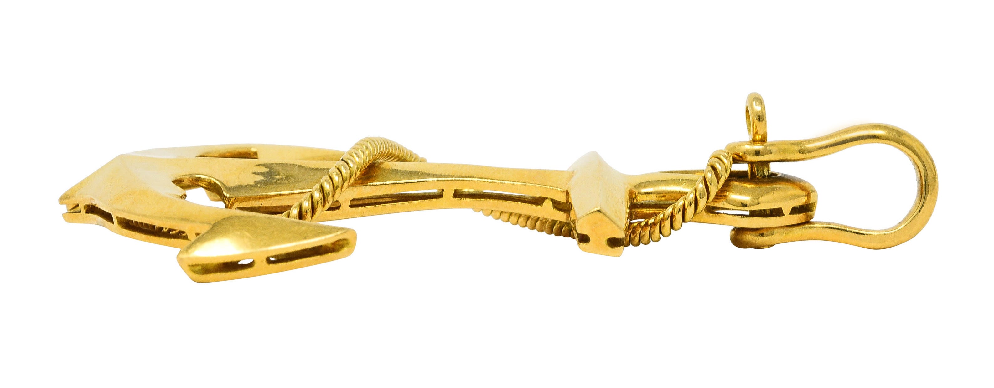 Asprey 1977 Vintage British 18 Karat Yellow Gold Unisex Anchor Pendant Wilson's Estate Jewelry