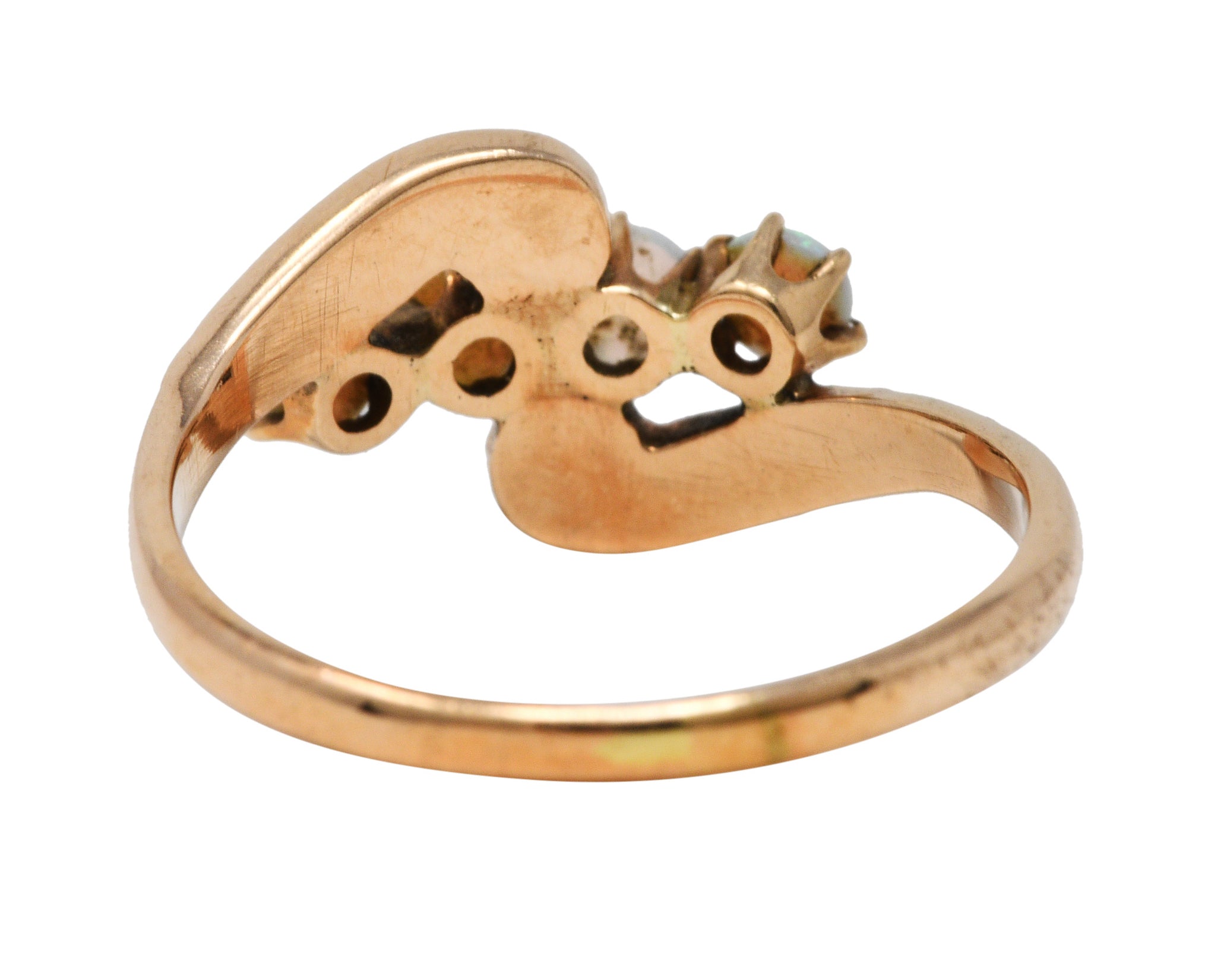 Victorian Opal Seed Pearl 10 Karat Rose Gold Bypass RingRing - Wilson's Estate Jewelry