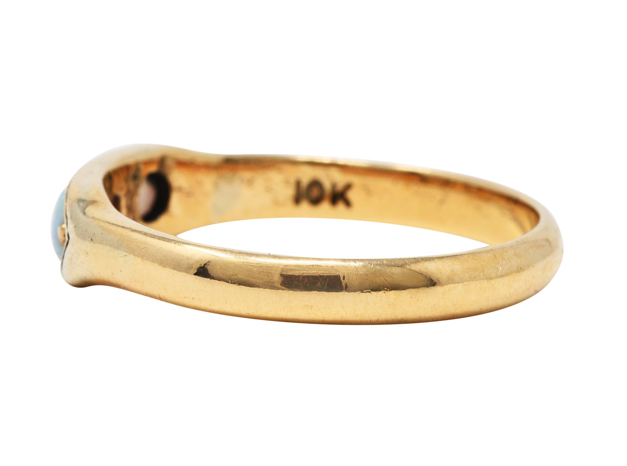 Art Deco Opal Diamond 10 Karat Gold Band RingRing - Wilson's Estate Jewelry
