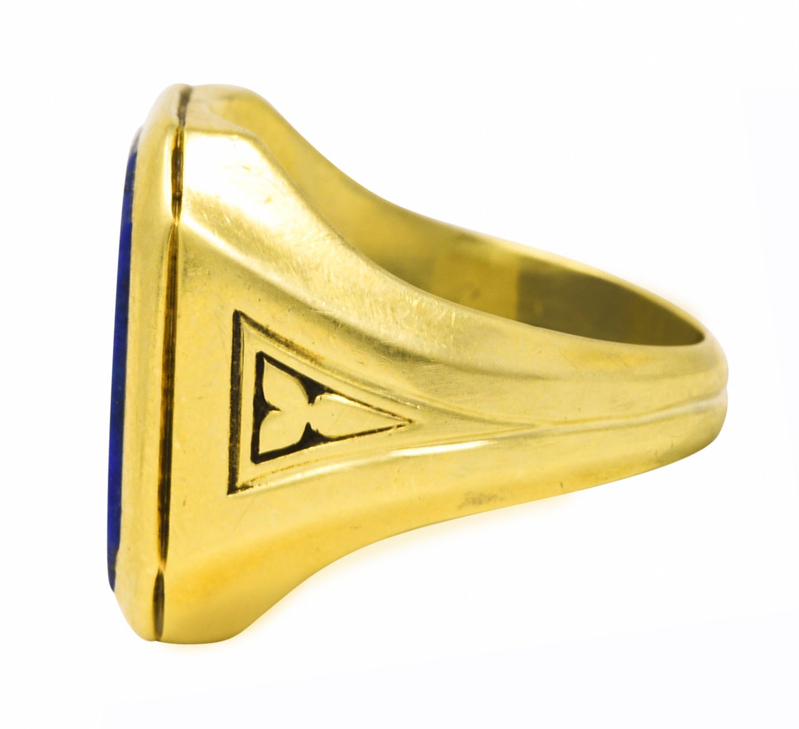 Art Deco Lapis Lazuli 14 Karat Yellow Gold Unisex Signet Ring Wilson's Estate Jewelry