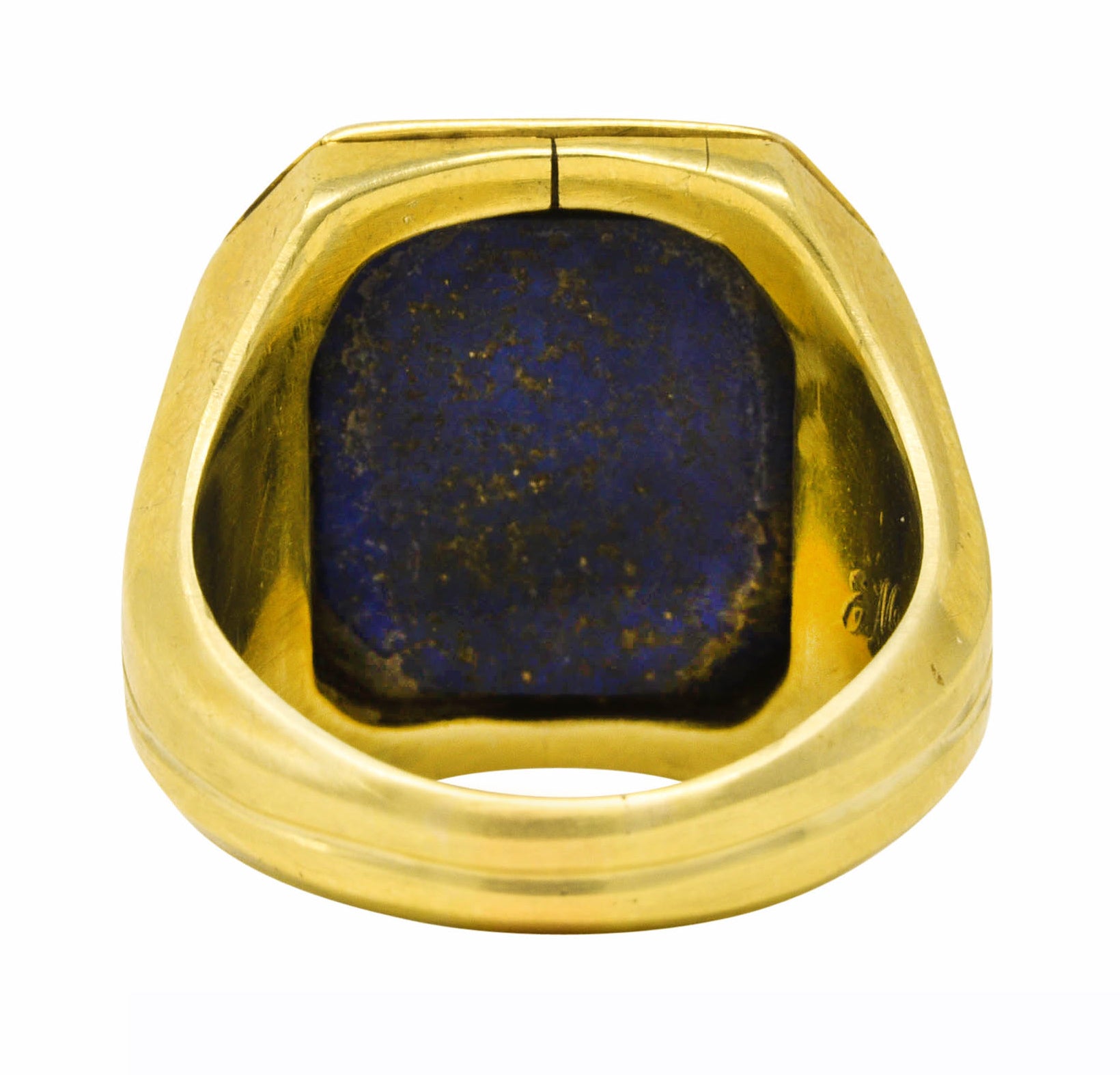 Art Deco Lapis Lazuli 14 Karat Yellow Gold Unisex Signet Ring Wilson's Estate Jewelry