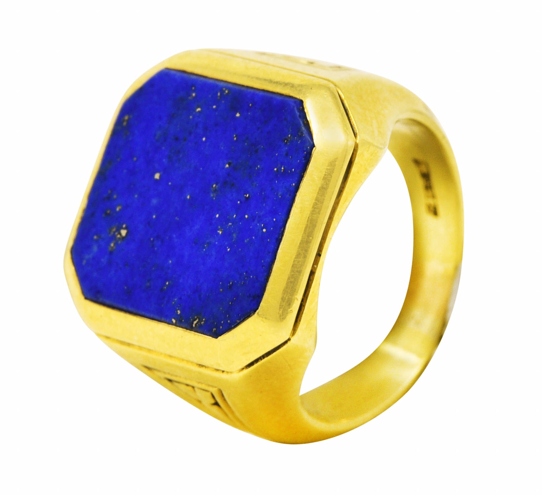 Art Deco Lapis Lazuli 14 Karat Yellow Gold Unisex Signet Ring Wilson's Estate Jewelry