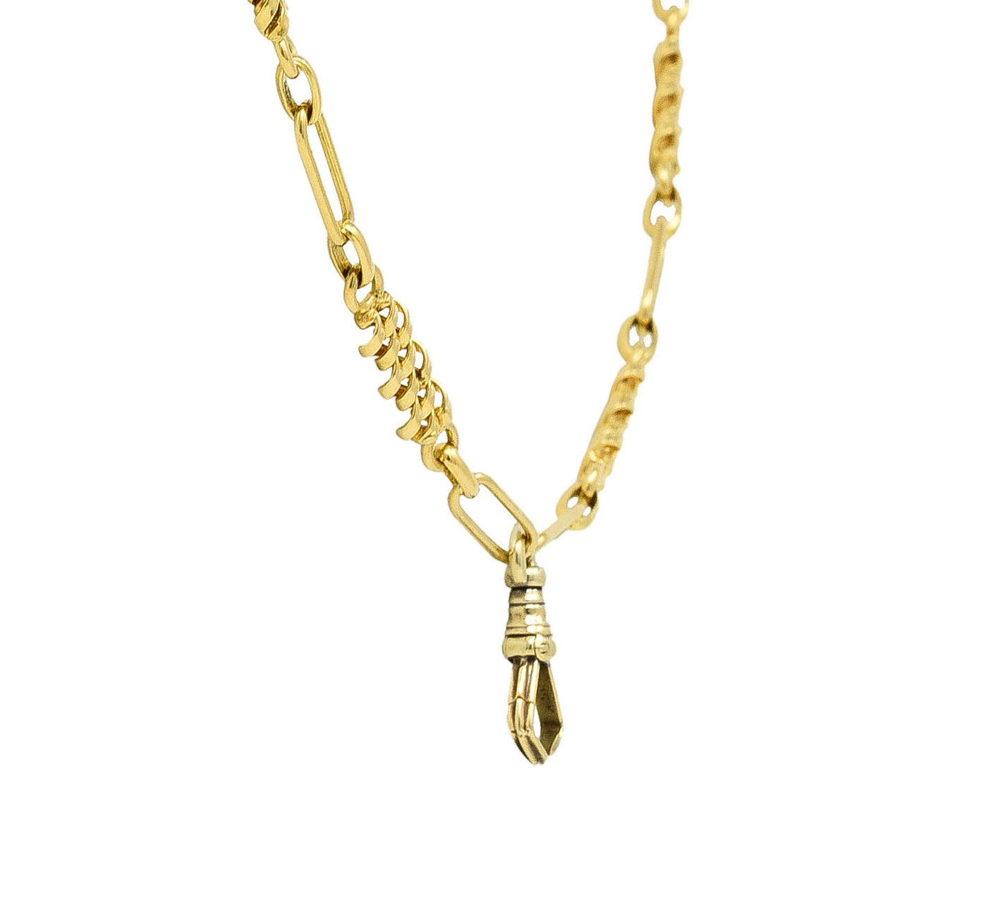 Victorian 18 Karat Yellow Gold Woven Twist Antique Chain Link Necklace Wilson's Estate Jewelry