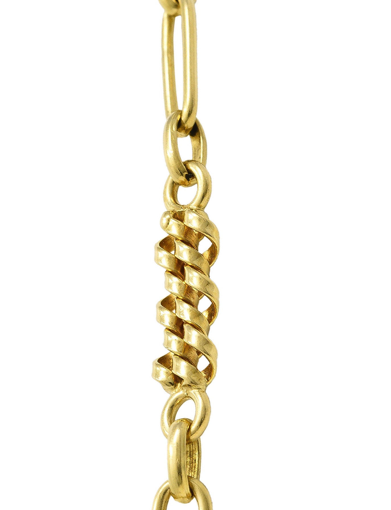 Victorian 18 Karat Yellow Gold Woven Twist Antique Chain Link Necklace Wilson's Estate Jewelry