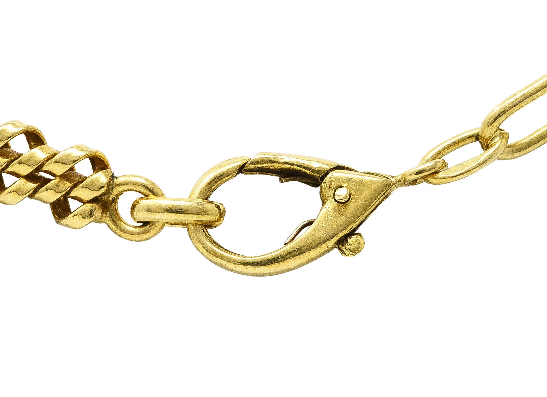 Victorian 18 Karat Yellow Gold Woven Twist Antique Chain Link Necklace Wilson's Estate Jewelry