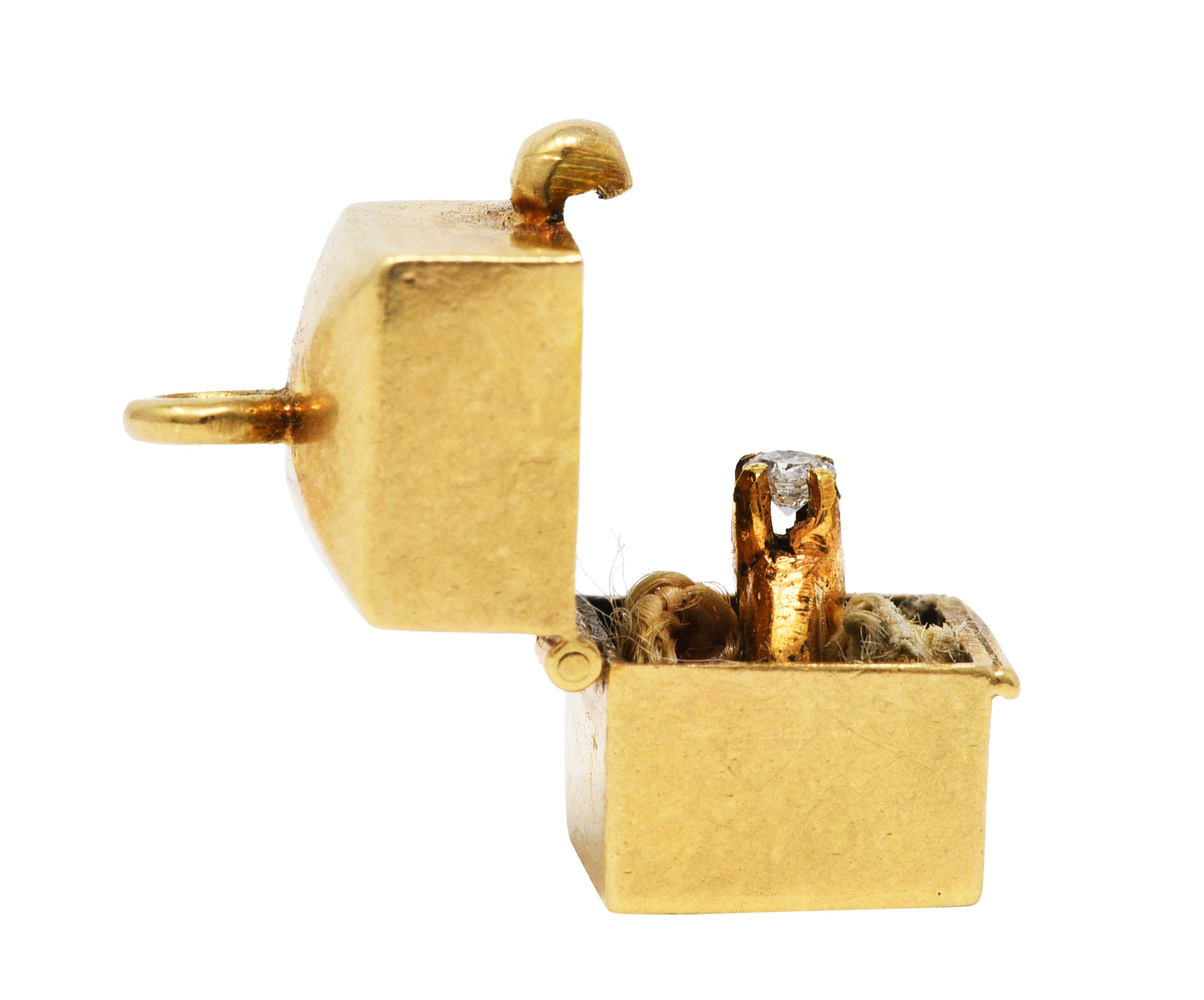 Retro Diamond 14 Karat Gold Marriage Ring Box Charmcharm - Wilson's Estate Jewelry