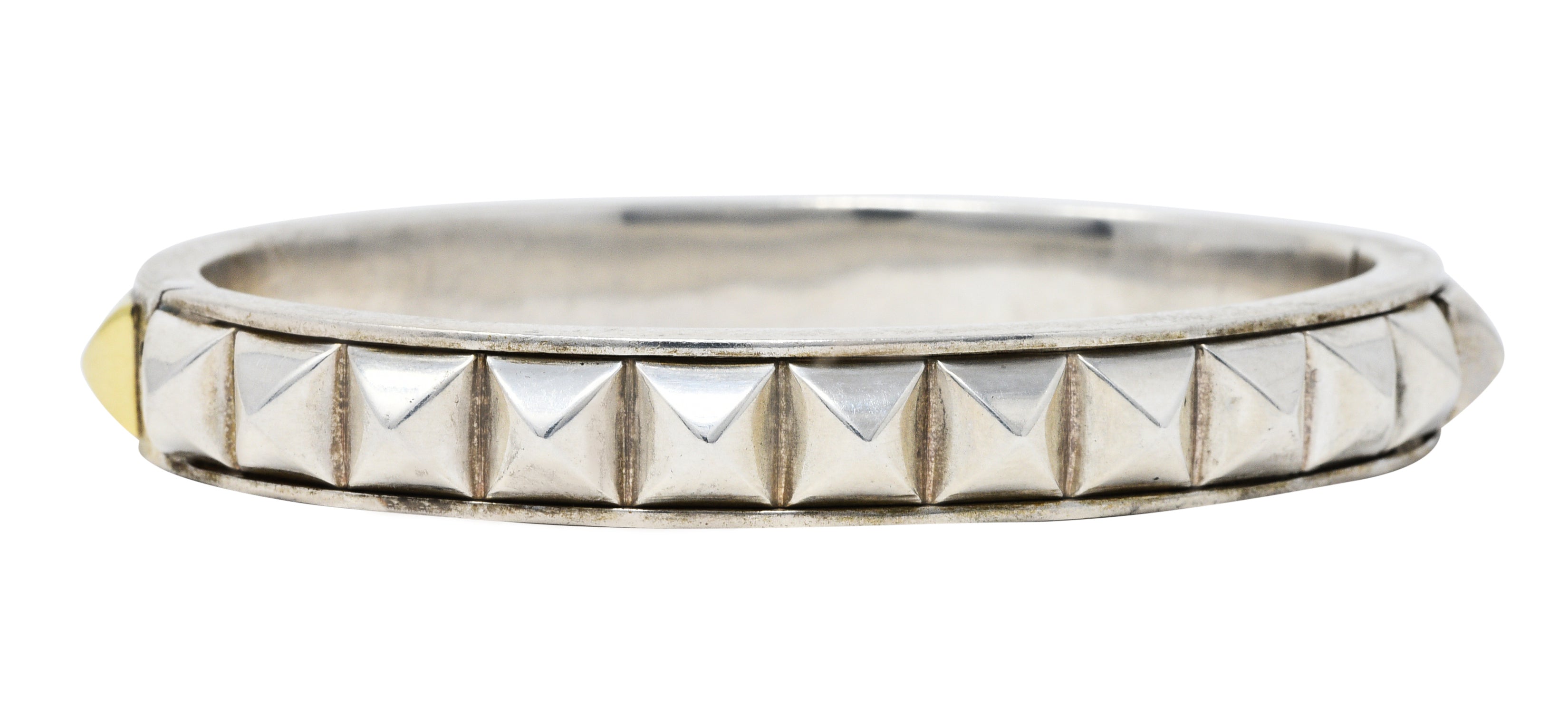 Lagos 18 Karat Gold Sterling Silver Sugarloaf Caviar Collection Bangle Braceletbracelet - Wilson's Estate Jewelry