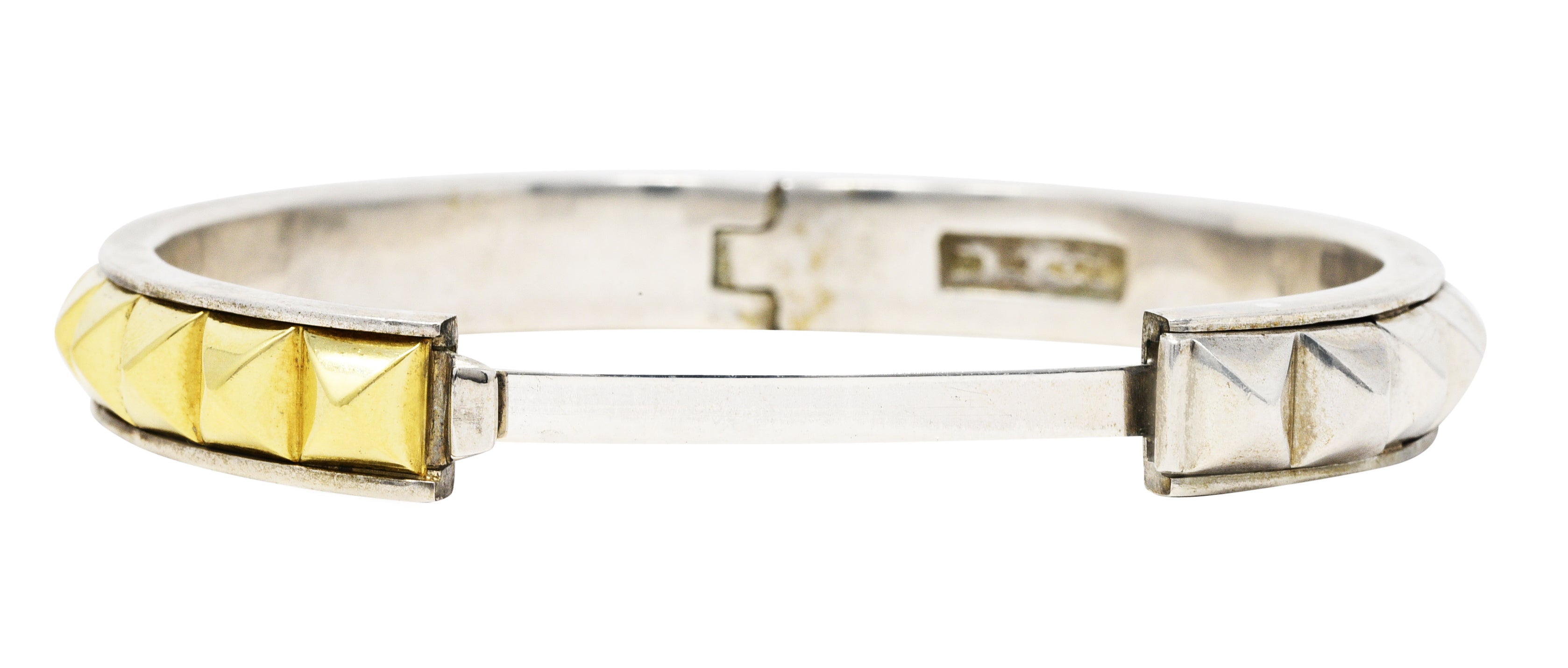 Lagos 18 Karat Gold Sterling Silver Sugarloaf Caviar Collection Bangle Braceletbracelet - Wilson's Estate Jewelry