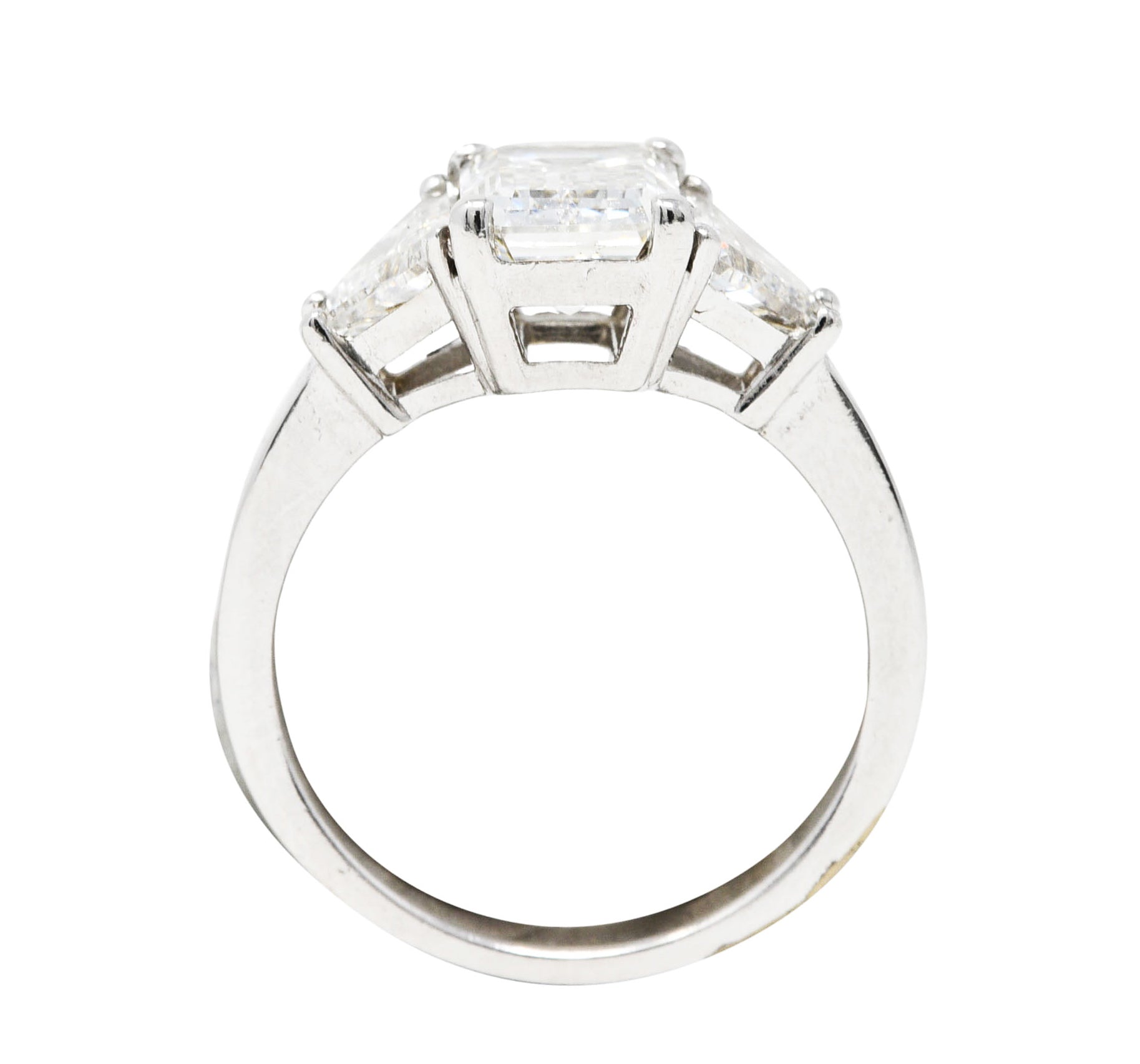 Mid-Century 2.51 CTW Emerald Cut Diamond 14 White Gold Engagement Ring GIA Wilson's Estate Jewelry