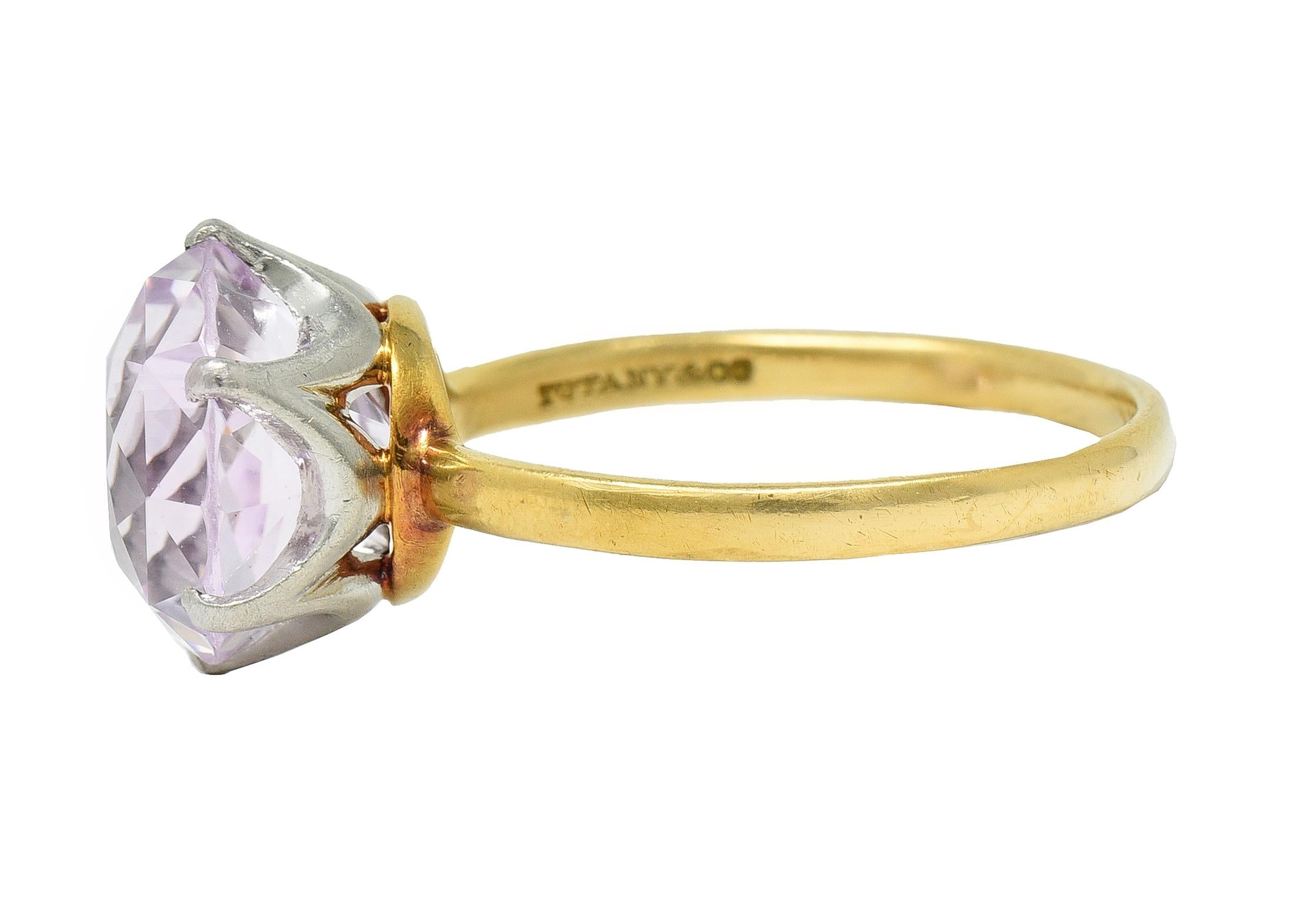 Tiffany & Co. Edwardian 4.62 CTW Kunzite Platinum 18 Karat Yellow Gold Ring