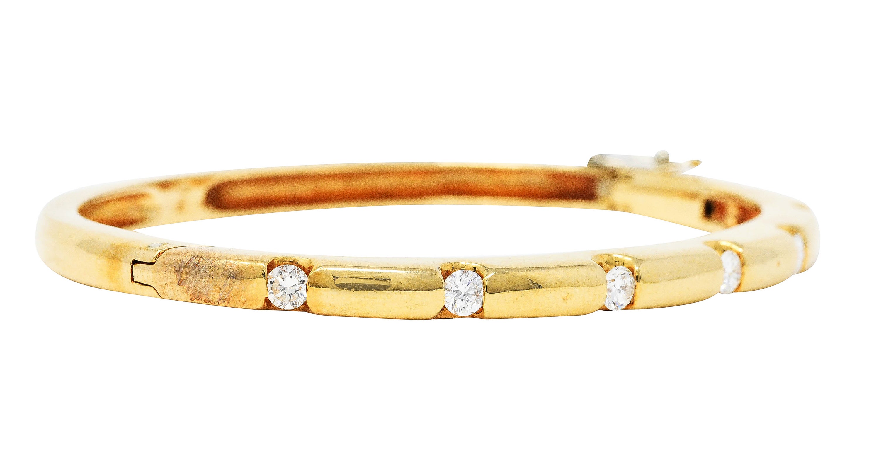 Vintage 0.95 CTW Diamond 14 Karat Gold Bangle Braceletbracelet - Wilson's Estate Jewelry