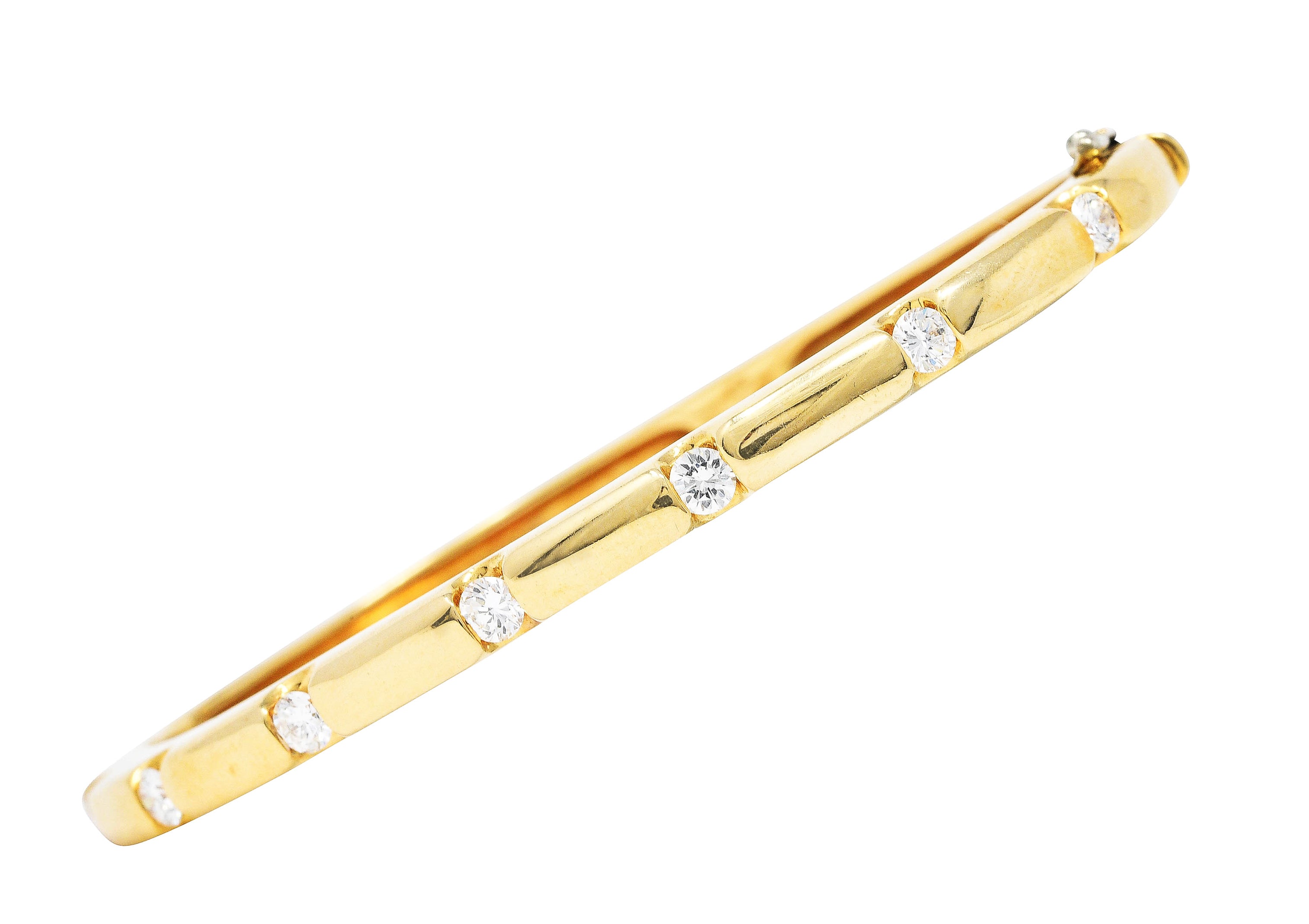 Vintage 0.95 CTW Diamond 14 Karat Gold Bangle Braceletbracelet - Wilson's Estate Jewelry