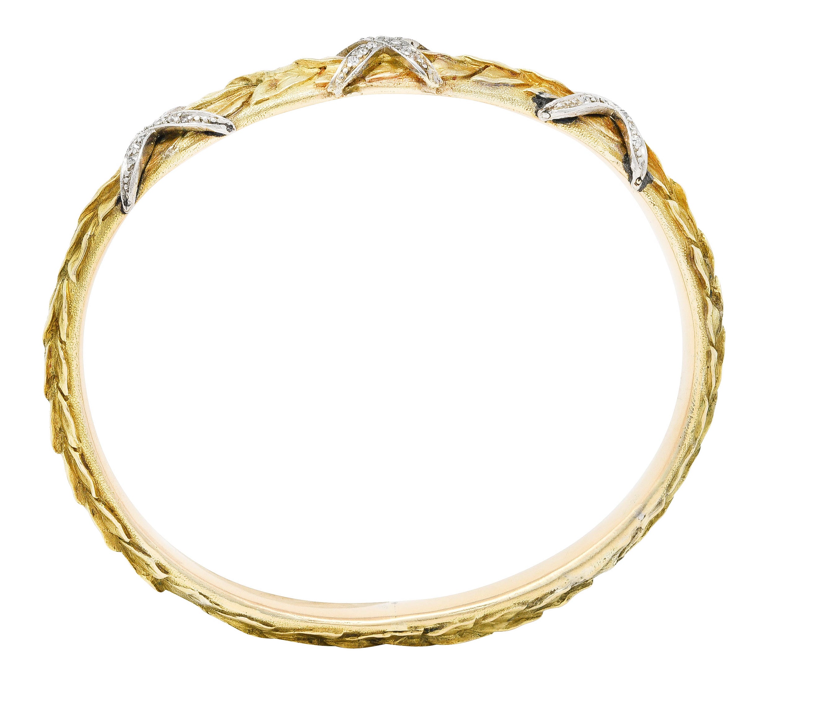 Vintage 0.95 CTW Diamond 14 Karat Gold Bangle Braceletbracelet - Wilson's Estate Jewelry