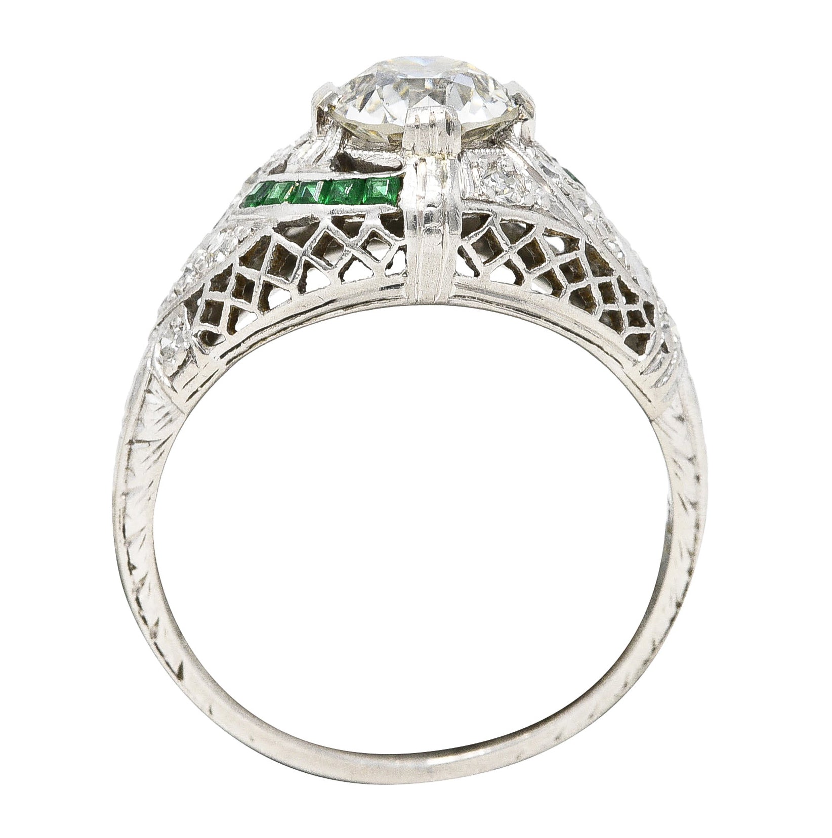 Art Deco 1.35 CTW Old European Diamond Platinum Trellis Engagement Ring GIA Wilson's Estate Jewelry