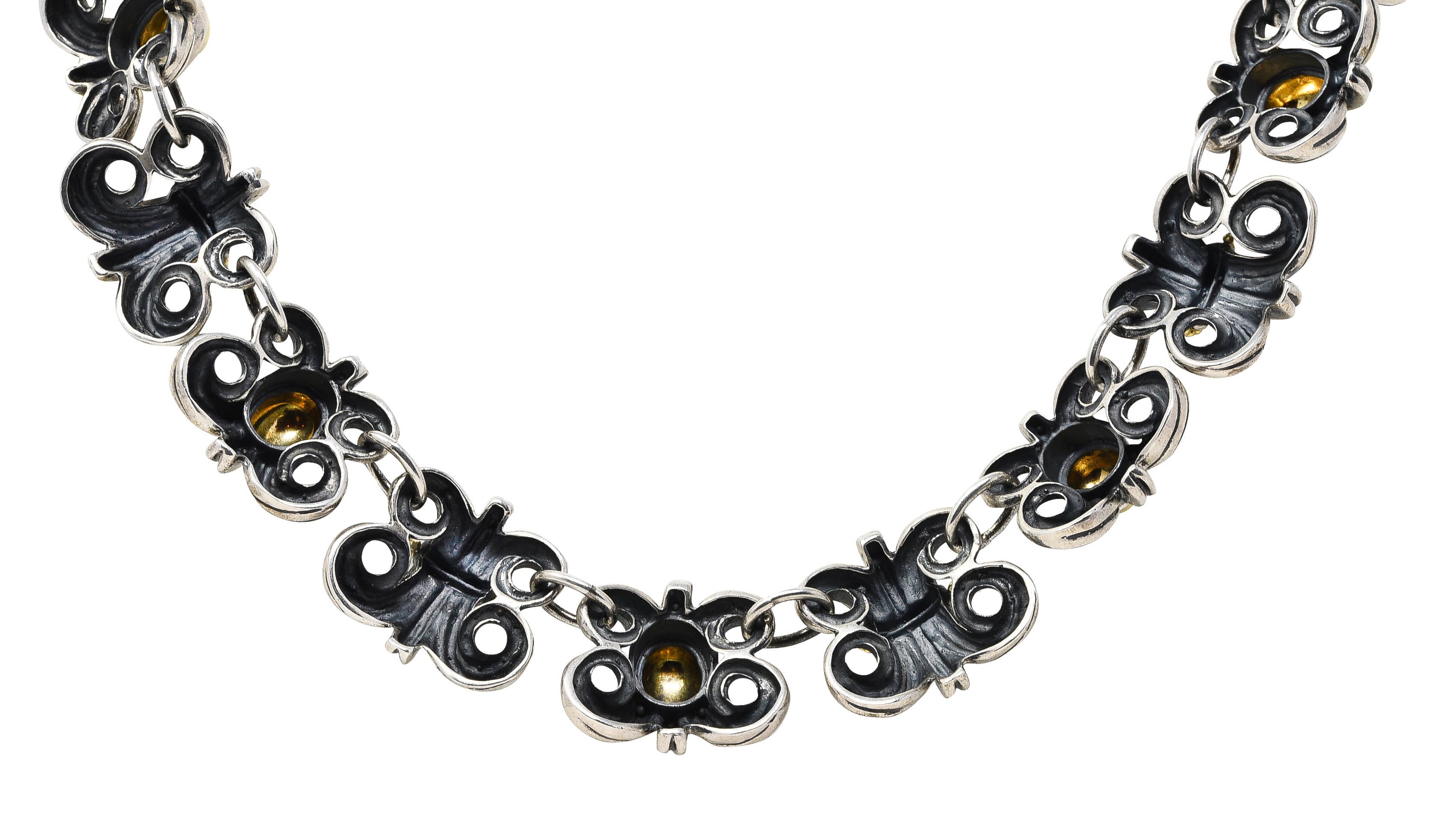 Lagos 1990's Vintage 18 Karat Gold Sterling Silver Caviar Wheat NecklaceNecklace - Wilson's Estate Jewelry