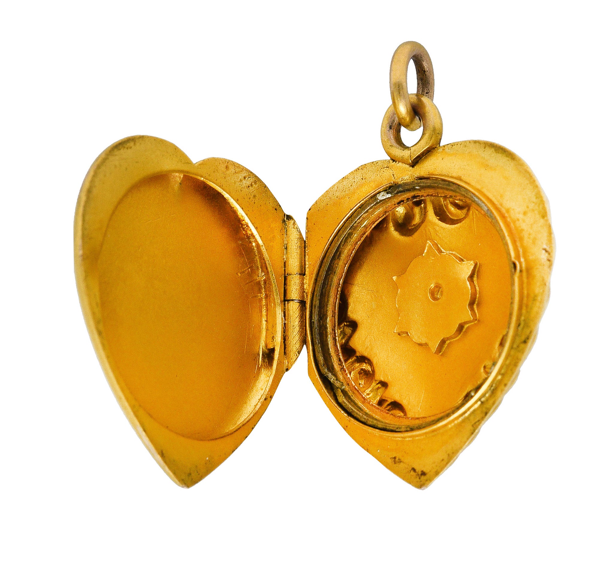 1900 Victorian 14 Karat Gold Heart Locket Pendantcharm - Wilson's Estate Jewelry