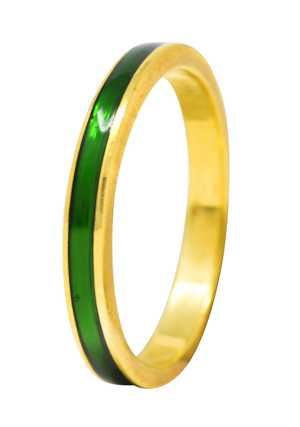 .1111 *Hidalgo Vintage Green Enamel 18 Karat Yellow Gold Unisex Eternity Band Ring Wilson's Estate Jewelry