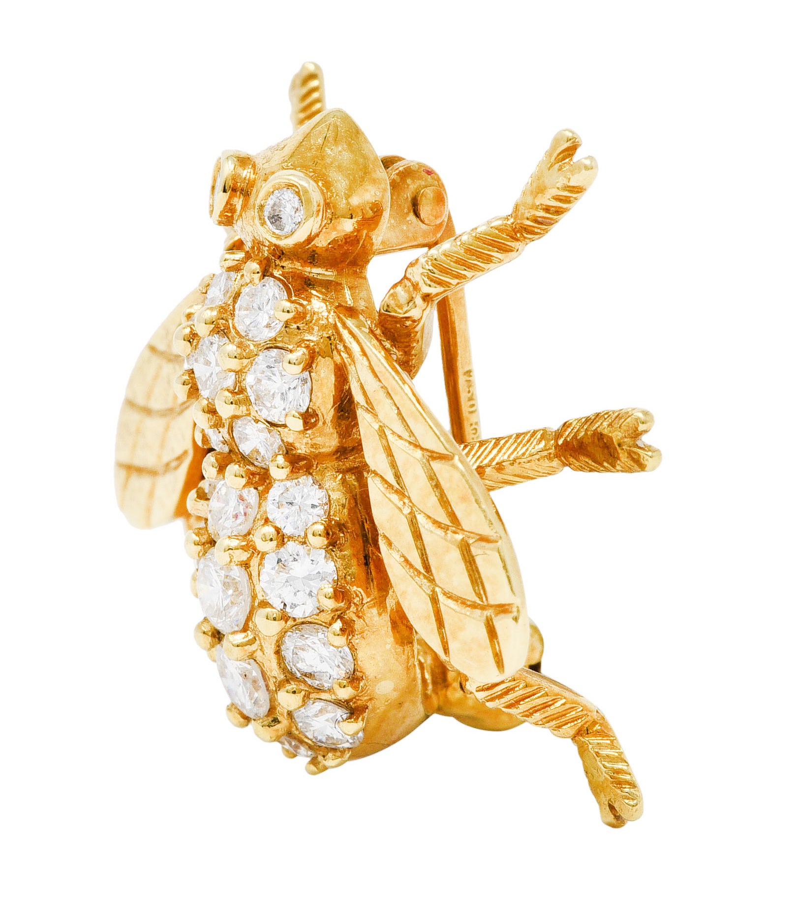 1980's Vintage 0.90 CTW Diamond 18 Karat Gold British Bee BroochBrooch - Wilson's Estate Jewelry