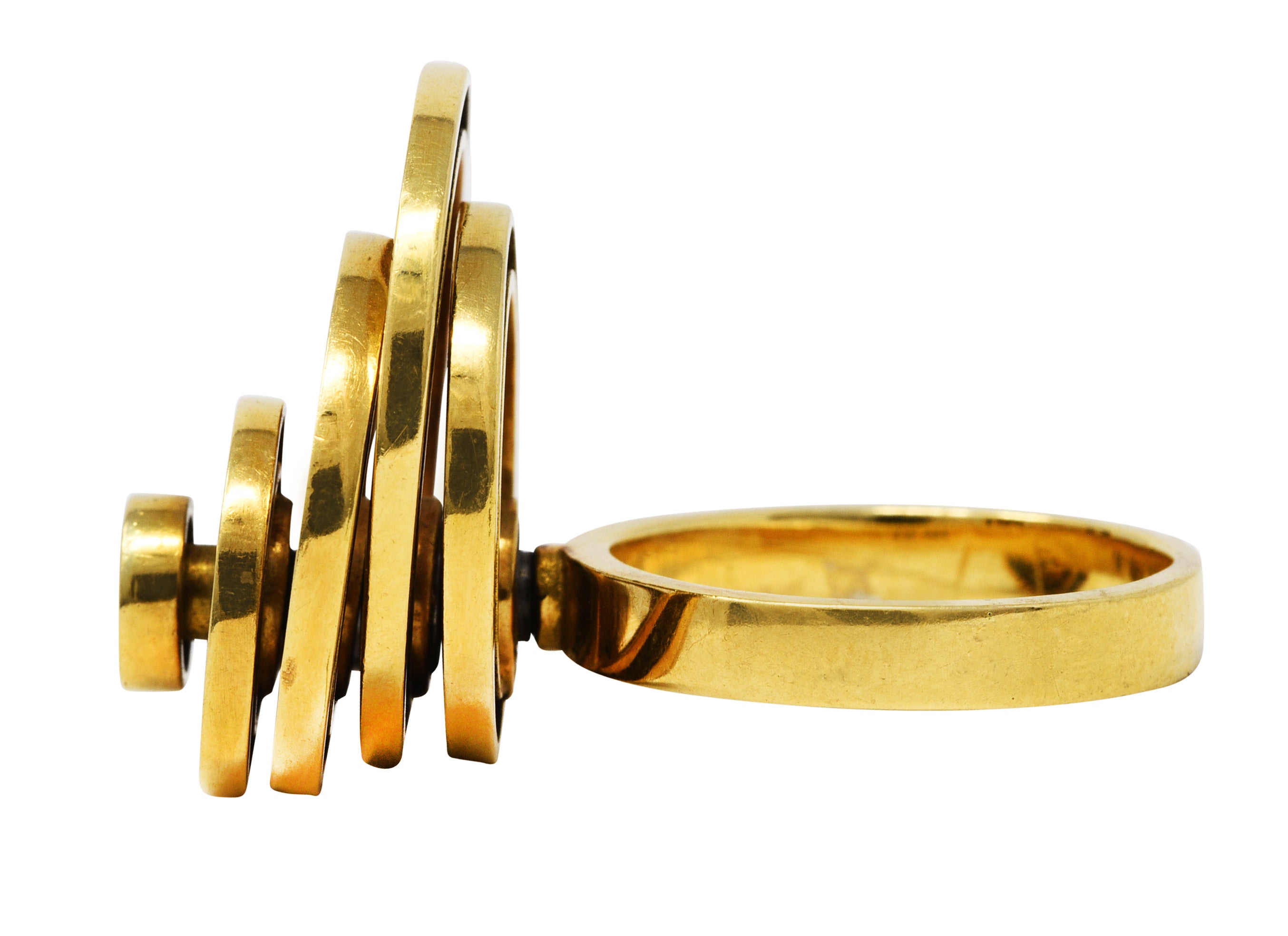 French 1960's Vintage 18 Karat Yellow Gold Fidget Spinner RingRing - Wilson's Estate Jewelry