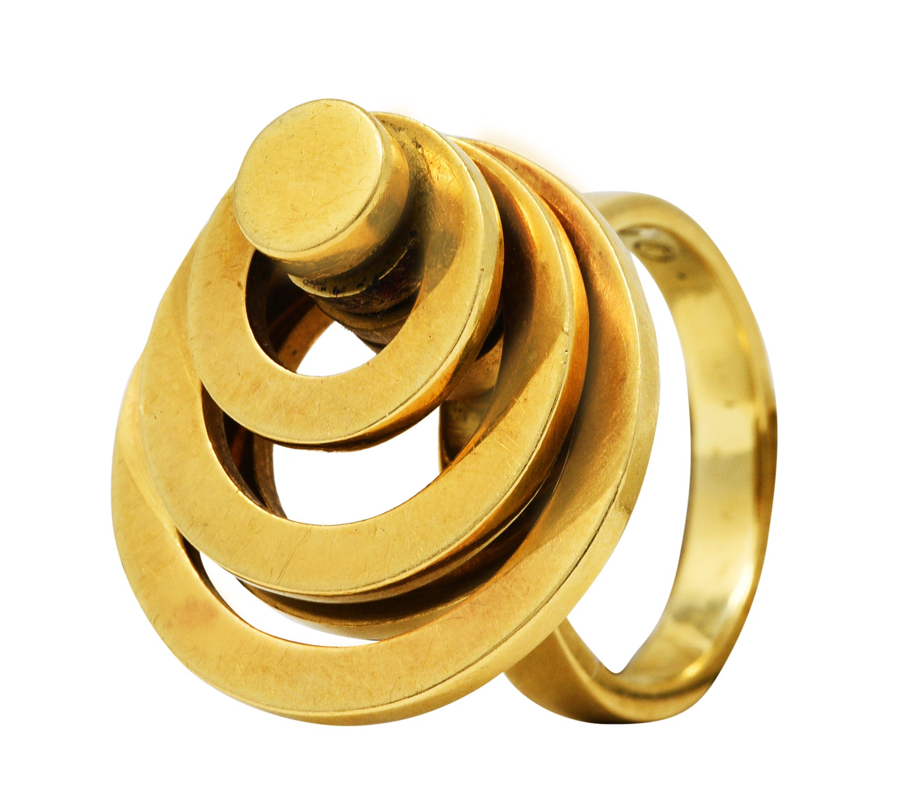 French 1960's Vintage 18 Karat Yellow Gold Fidget Spinner RingRing - Wilson's Estate Jewelry