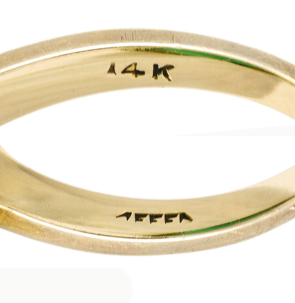 Felger Art Deco Chrysoprase Enamel 14 Karat Yellow Gold Buddha Lotus Ring Wilson's Estate Jewelry
